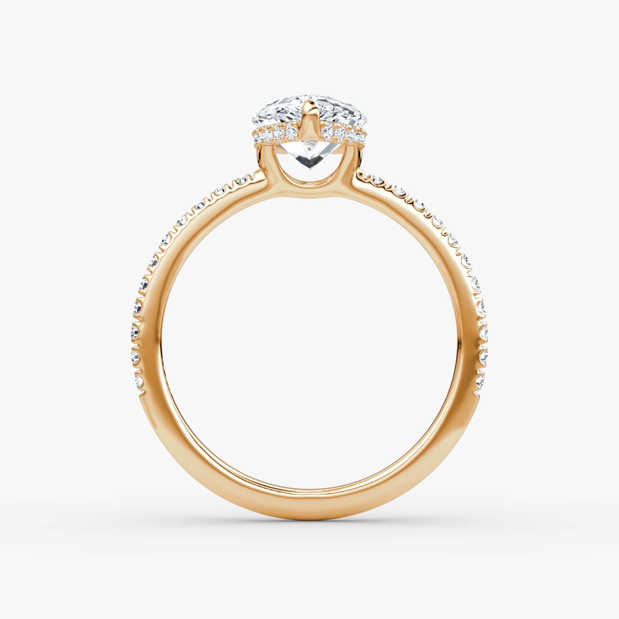 The Signature | Pear | 14k | Rose Gold | bandAccent: Pavé | bandWidth: standard | hiddenHalo: yes | diamondOrientation: vertical | caratWeight: other