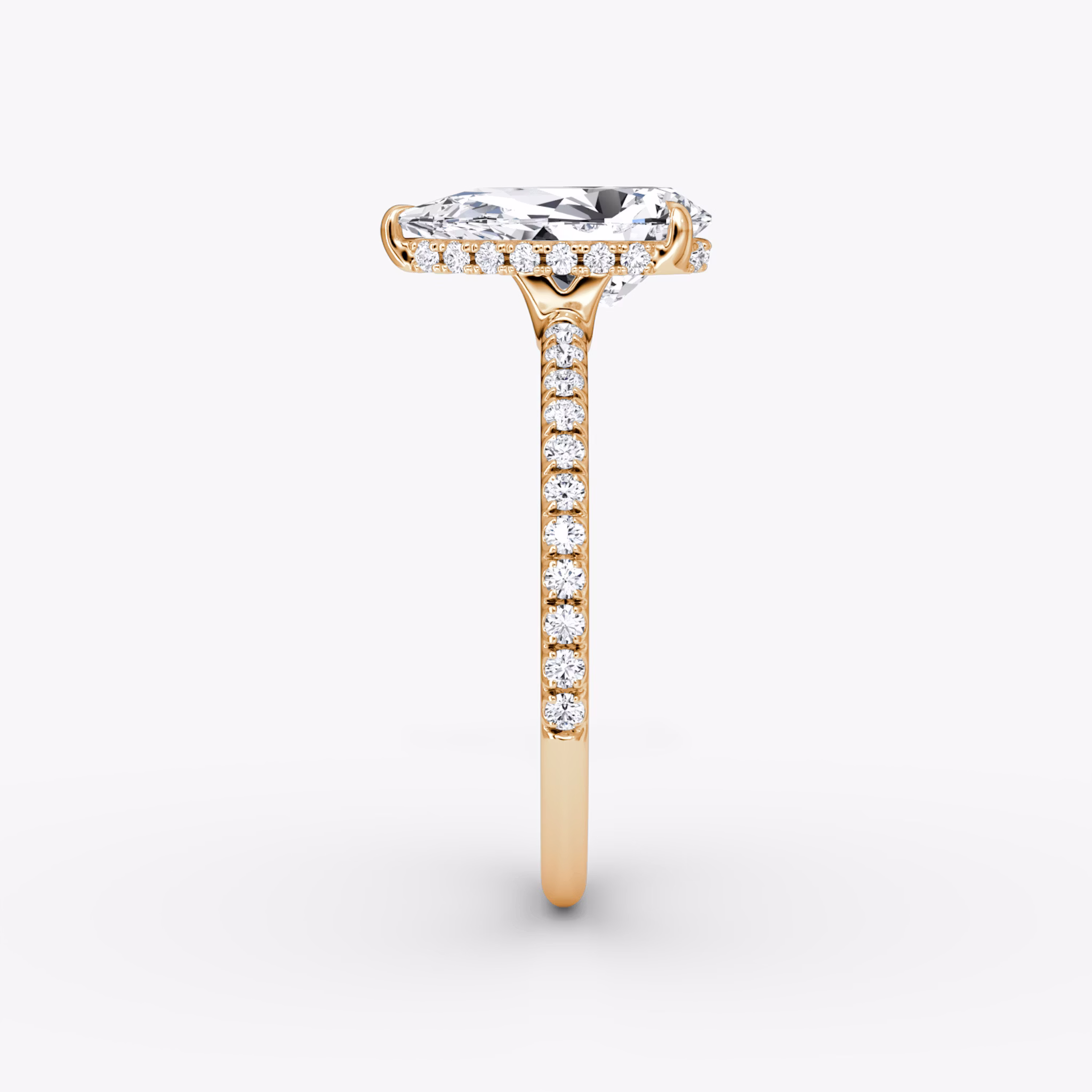 The Signature | Pear | 14k | Rose Gold | bandAccent: Pavé | bandWidth: standard | hiddenHalo: yes | diamondOrientation: vertical | caratWeight: other