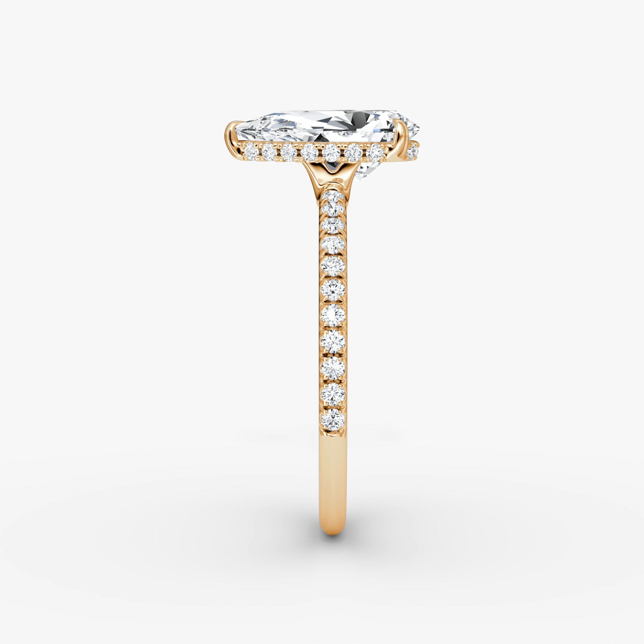 The Signature | Pear | 14k | Rose Gold | bandAccent: Pavé | bandWidth: standard | hiddenHalo: yes | diamondOrientation: vertical | caratWeight: other