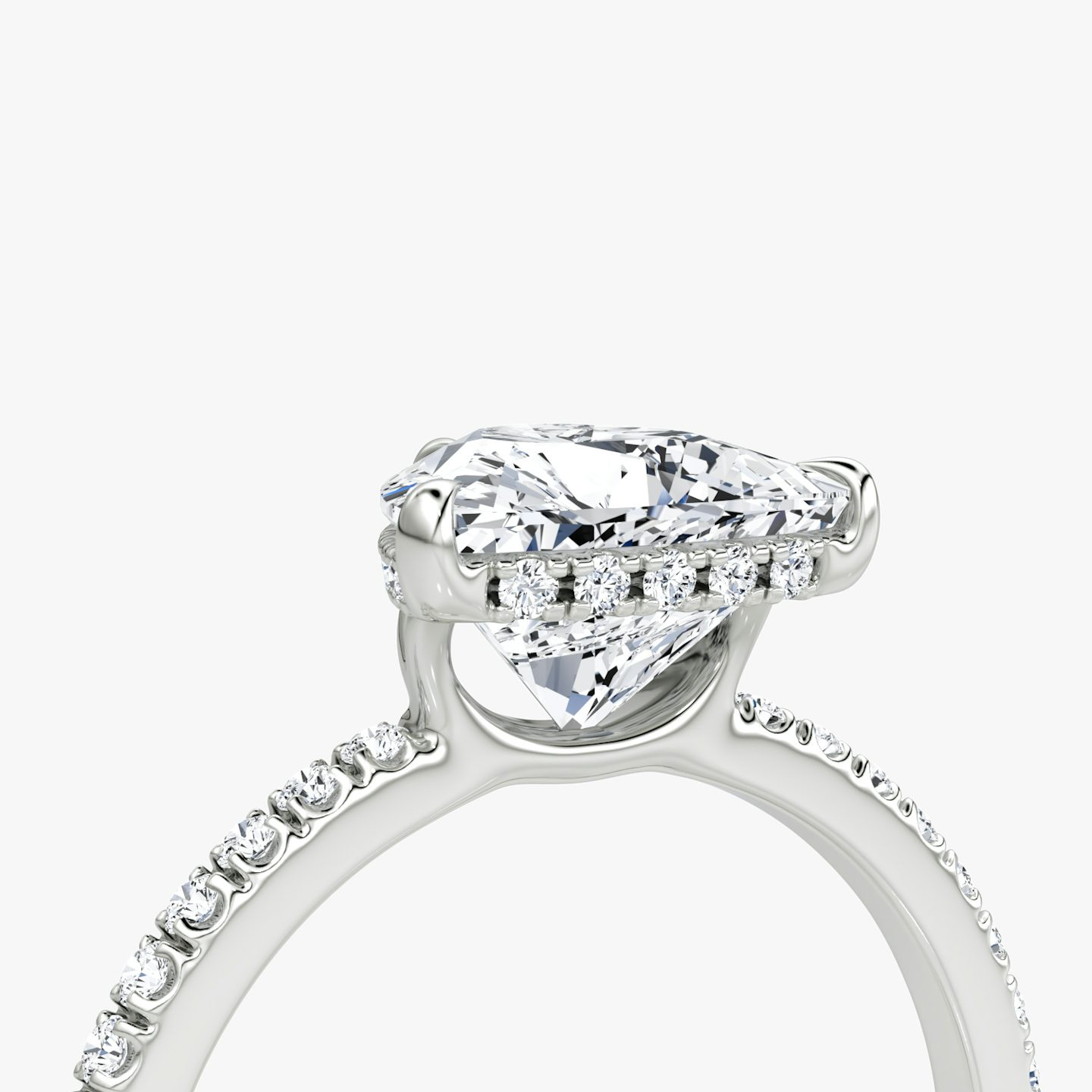 The Signature | Trillion | 18k | White Gold | bandAccent: Pavé | bandWidth: standard | hiddenHalo: yes | diamondOrientation: vertical | caratWeight: other