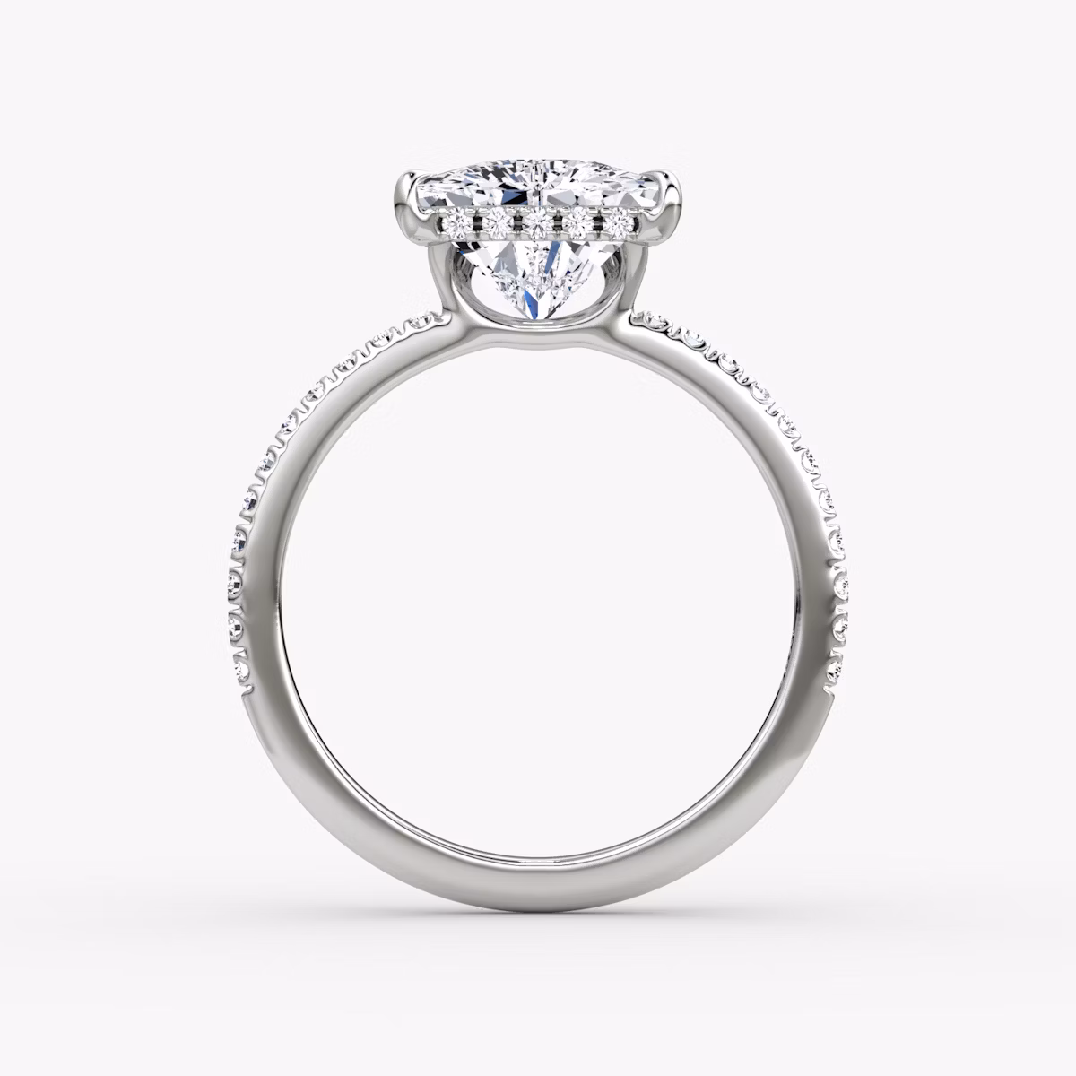 The Signature | Trillion | Platinum | bandAccent: Pavé | bandWidth: standard | hiddenHalo: yes | diamondOrientation: vertical | caratWeight: other
