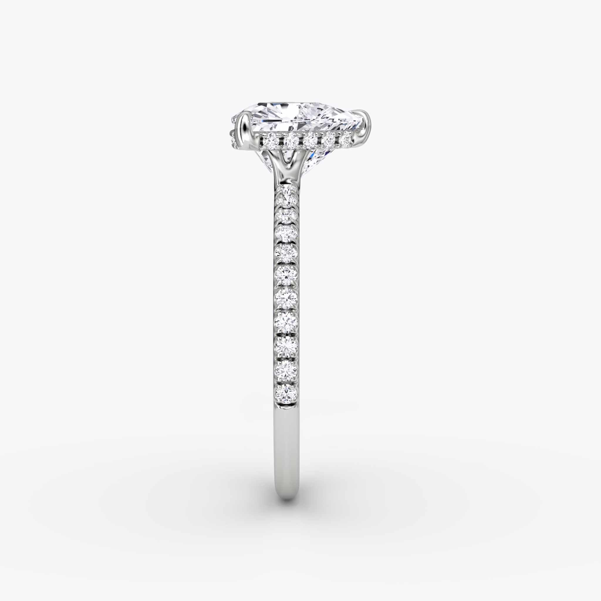 The Signature | Trillion | 18k | White Gold | bandAccent: Pavé | bandWidth: standard | hiddenHalo: yes | diamondOrientation: vertical | caratWeight: other