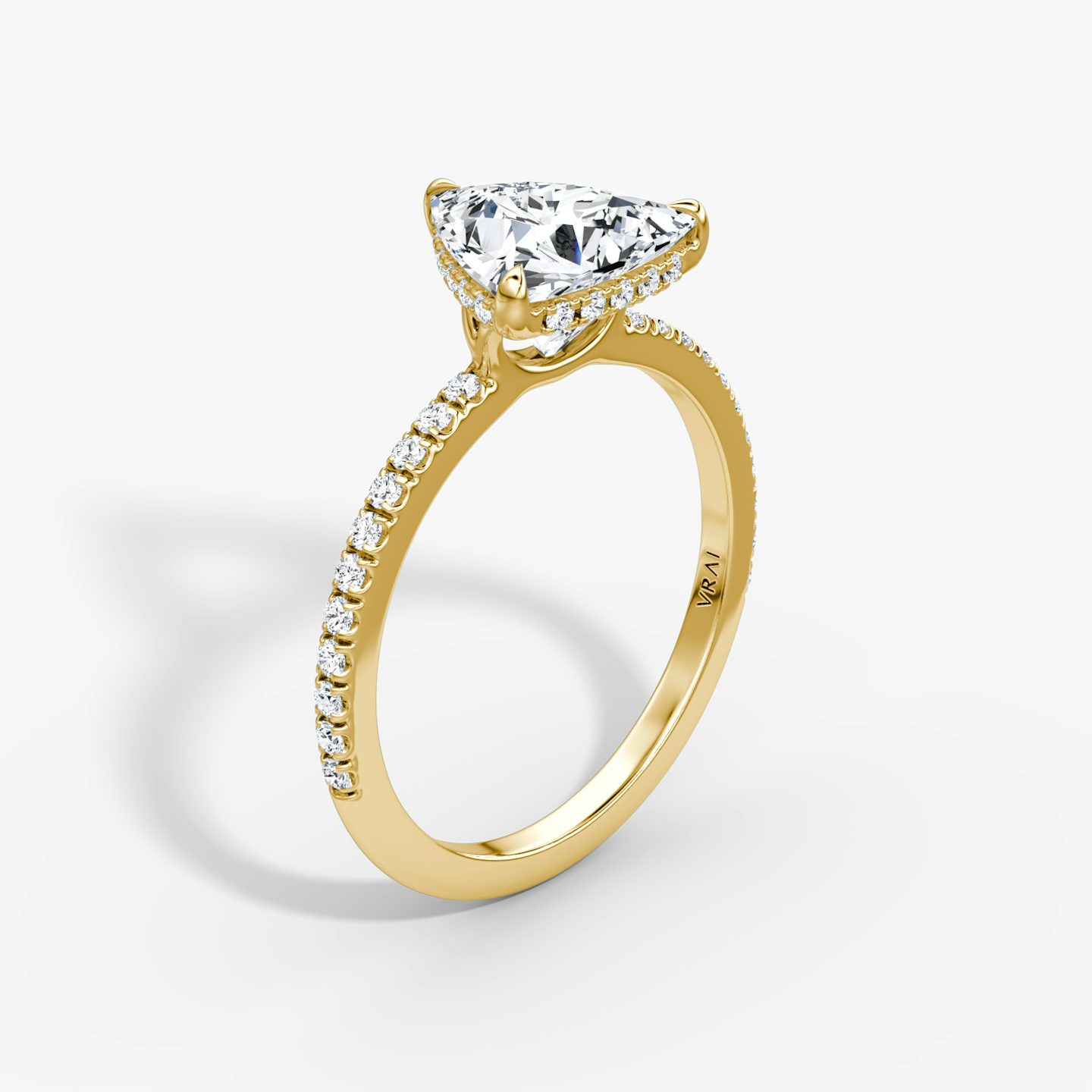 The Signature | Trillion | 18k | Yellow Gold | bandAccent: Pavé | bandWidth: standard | hiddenHalo: yes | diamondOrientation: vertical | caratWeight: other