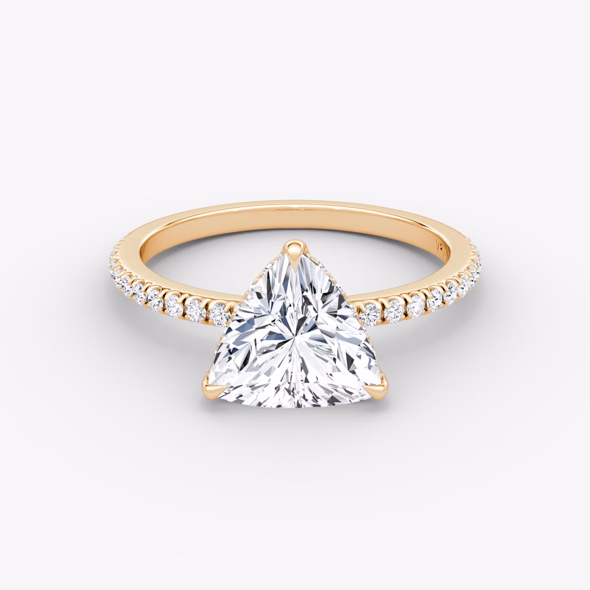 The Signature | Trillion | 14k | Rose Gold | bandAccent: Pavé | bandWidth: standard | hiddenHalo: yes | diamondOrientation: vertical | caratWeight: other