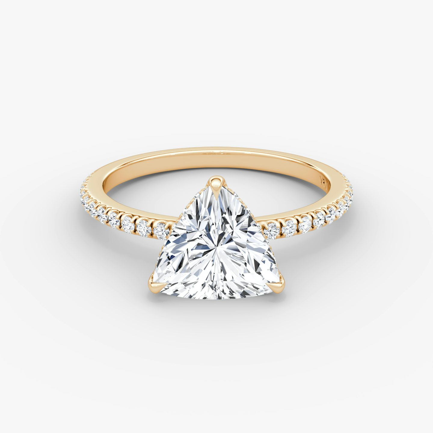 The Signature | Trillion | 14k | Rose Gold | bandAccent: Pavé | bandWidth: standard | hiddenHalo: yes | diamondOrientation: vertical | caratWeight: other