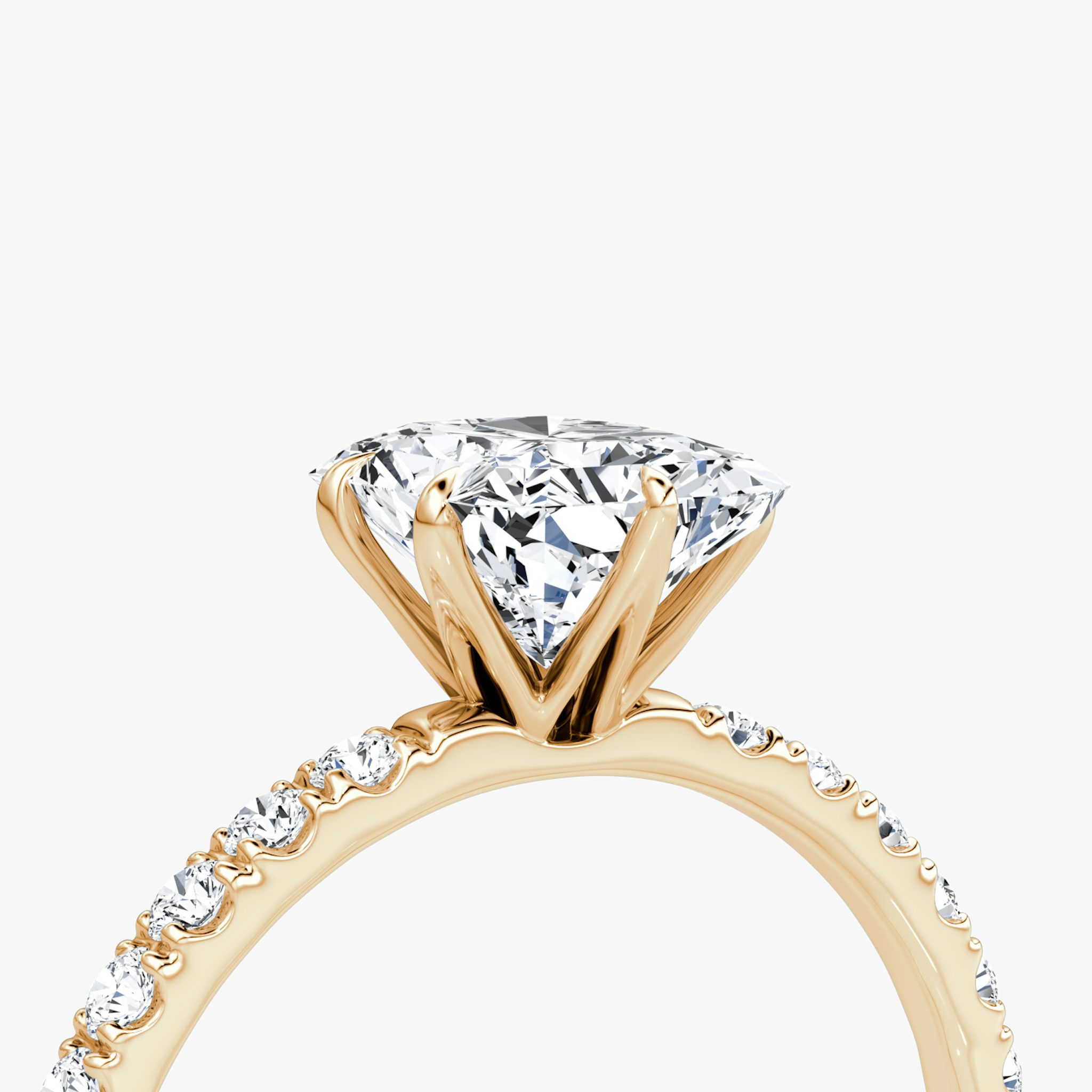The V | Radiant | 14k | Rose Gold | bandAccent: Pavé | diamondOrientation: vertical | caratWeight: other