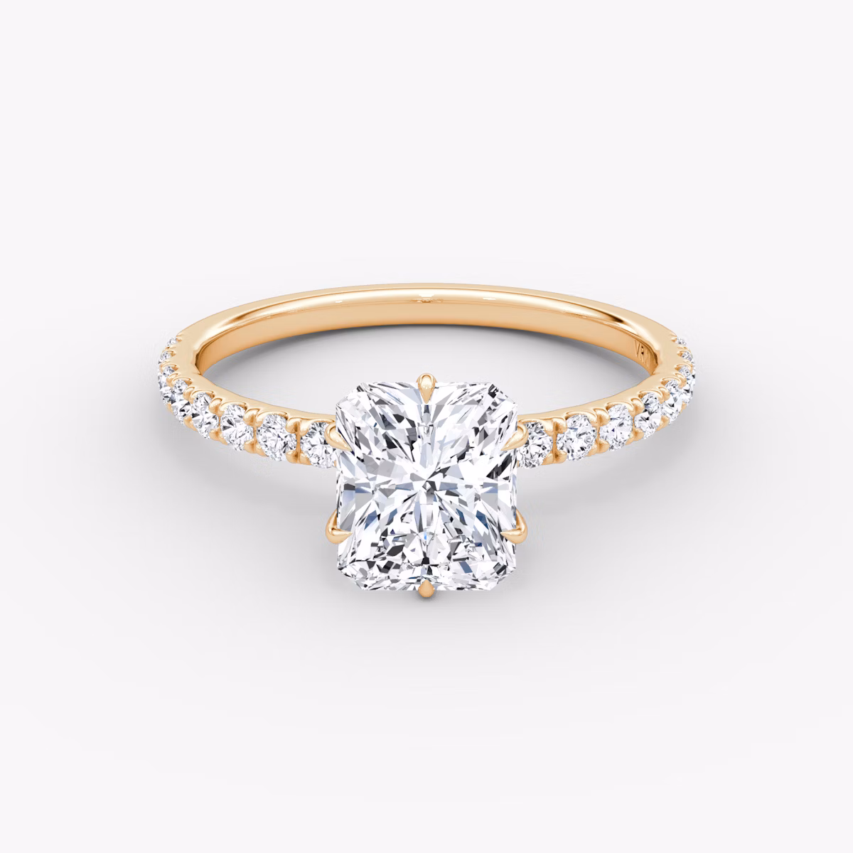 The V | Radiant | 14k | Rose Gold | bandAccent: Pavé | diamondOrientation: vertical | caratWeight: other