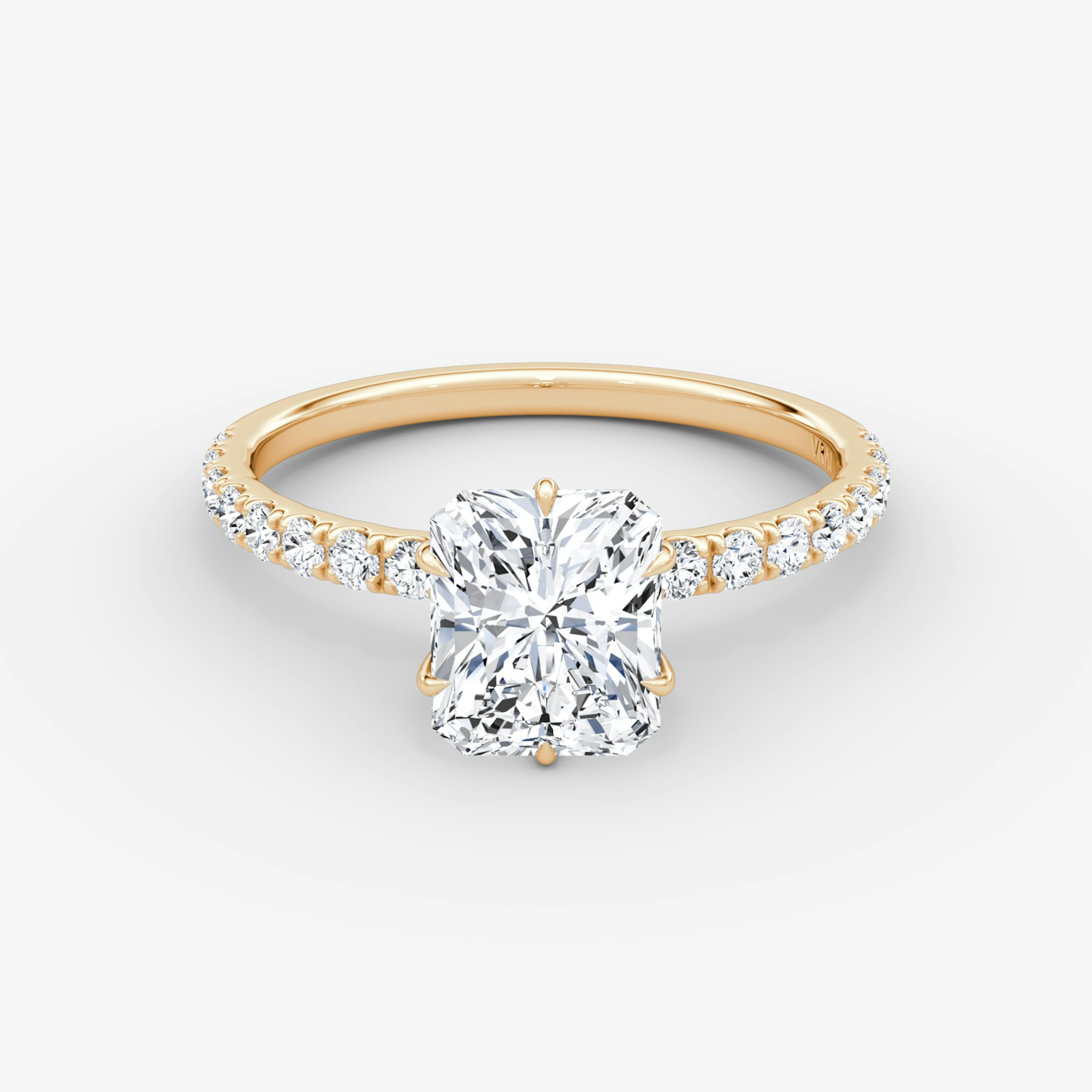 The V | Radiant | 14k | Rose Gold | bandAccent: Pavé | diamondOrientation: vertical | caratWeight: other