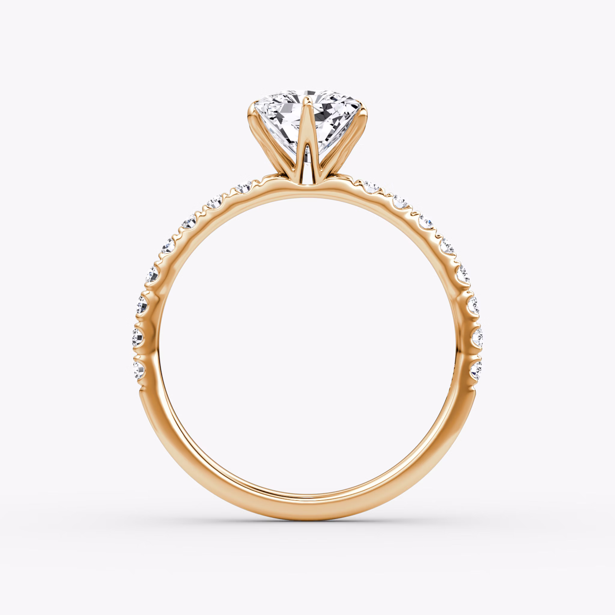 The V | Radiant | 14k | Rose Gold | bandAccent: Pavé | diamondOrientation: vertical | caratWeight: other