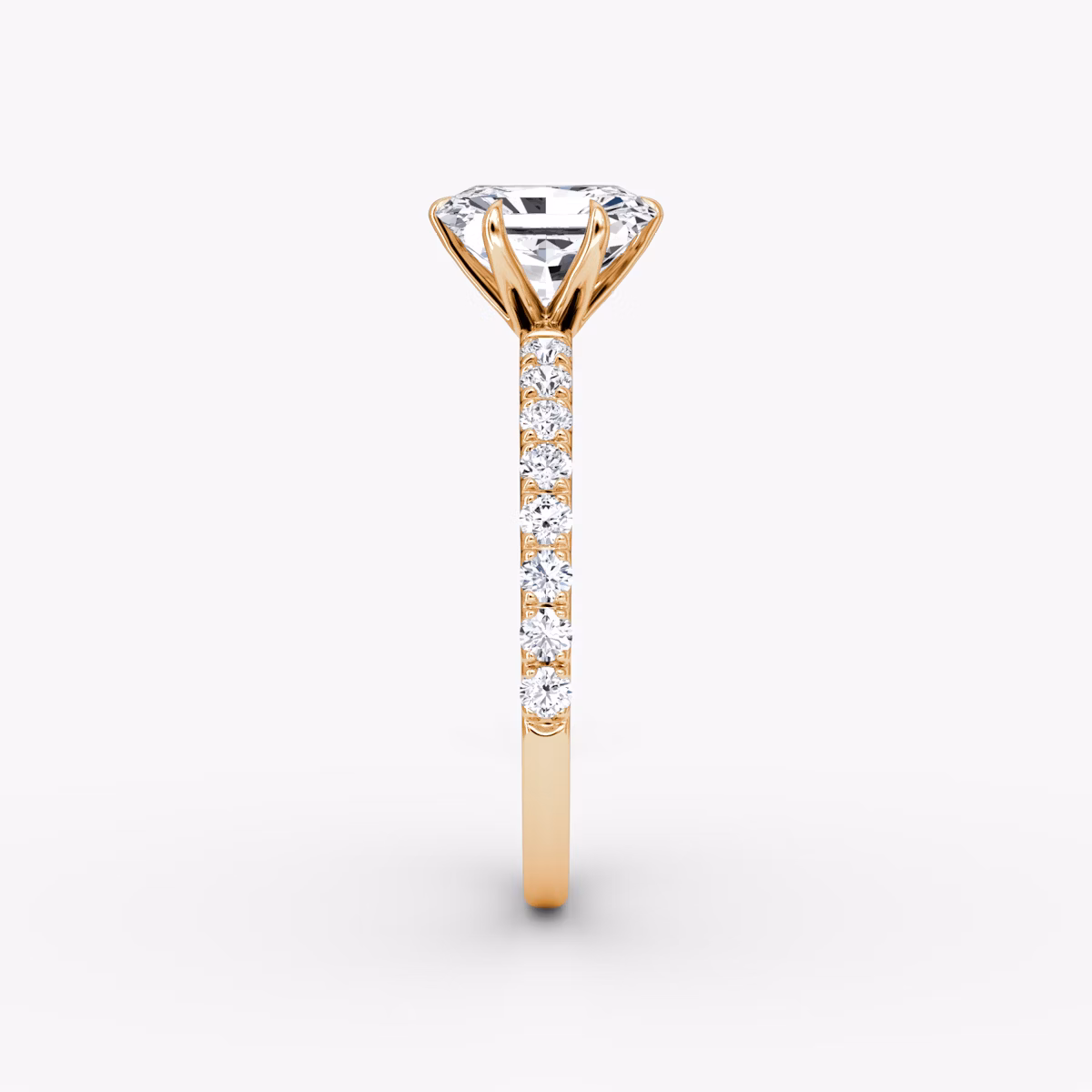 The V | Radiant | 14k | Rose Gold | bandAccent: Pavé | diamondOrientation: vertical | caratWeight: other