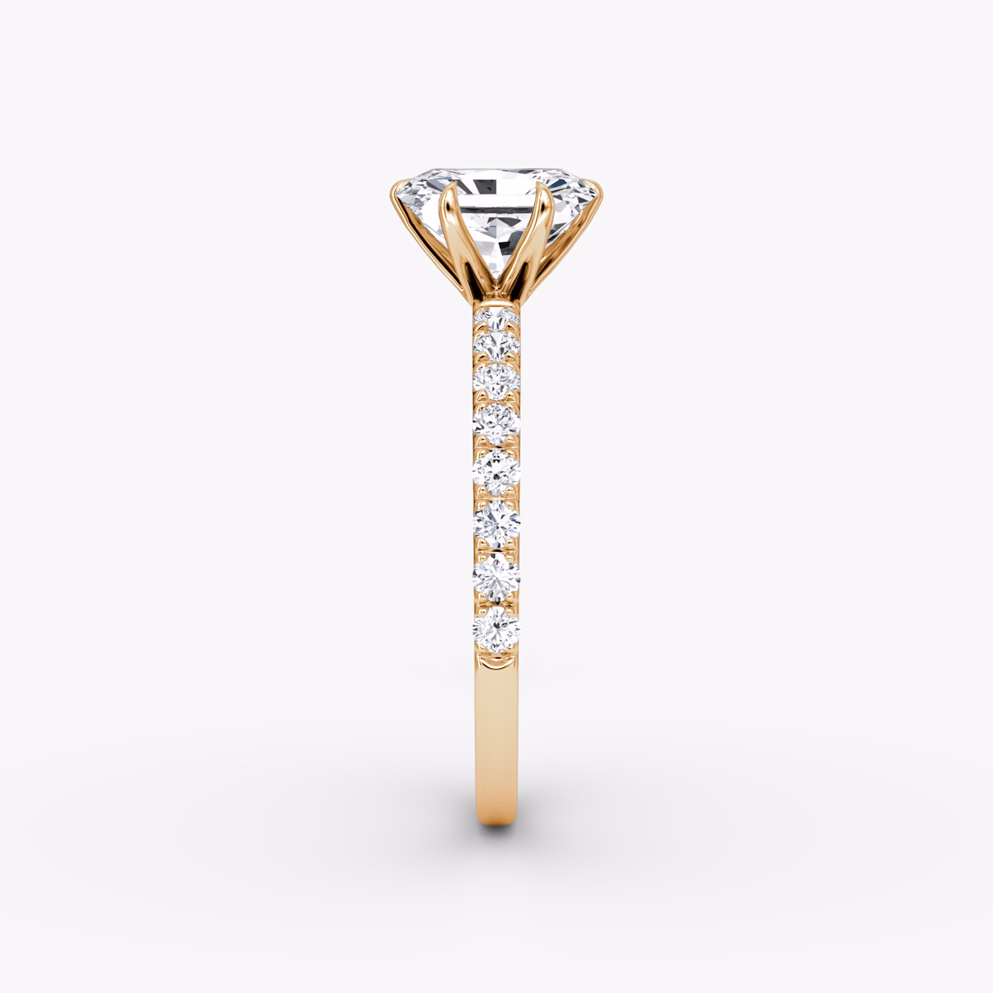 The V | Radiant | 14k | Rose Gold | bandAccent: Pavé | diamondOrientation: vertical | caratWeight: other