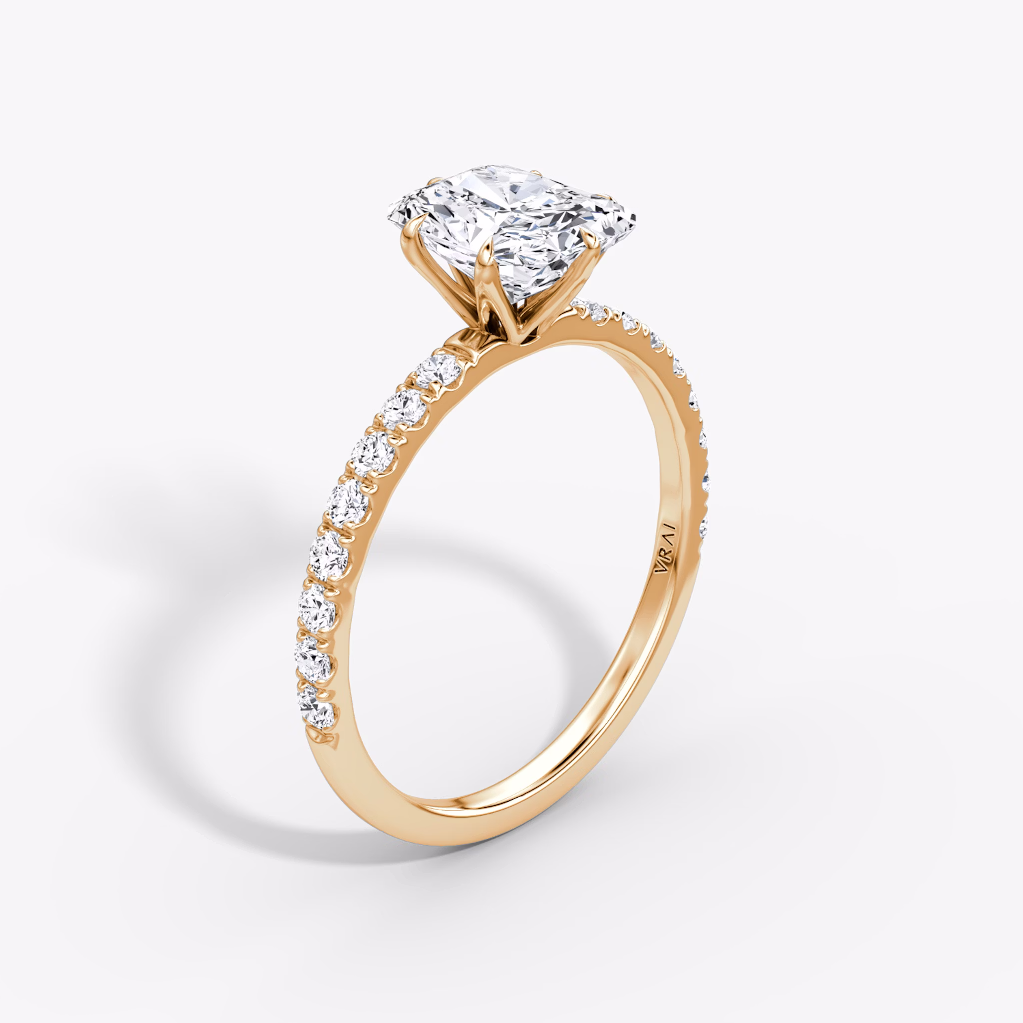 The V | Radiant | 14k | Rose Gold | bandAccent: Pavé | diamondOrientation: vertical | caratWeight: other