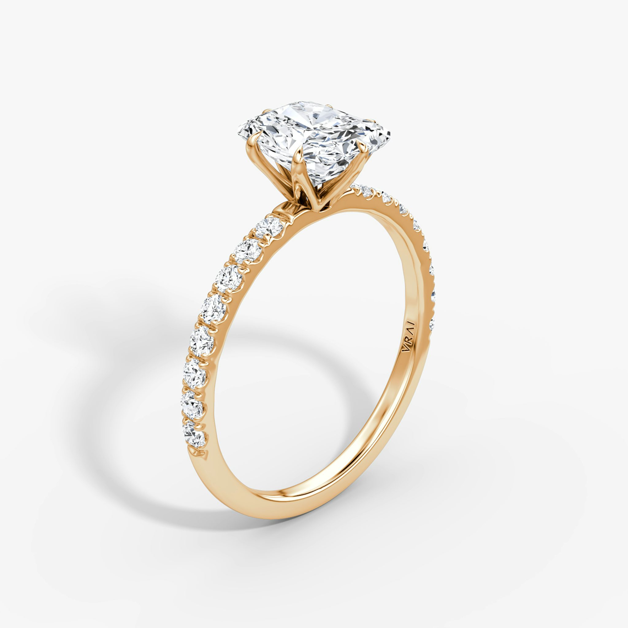 The V | Radiant | 14k | Rose Gold | bandAccent: Pavé | diamondOrientation: vertical | caratWeight: other