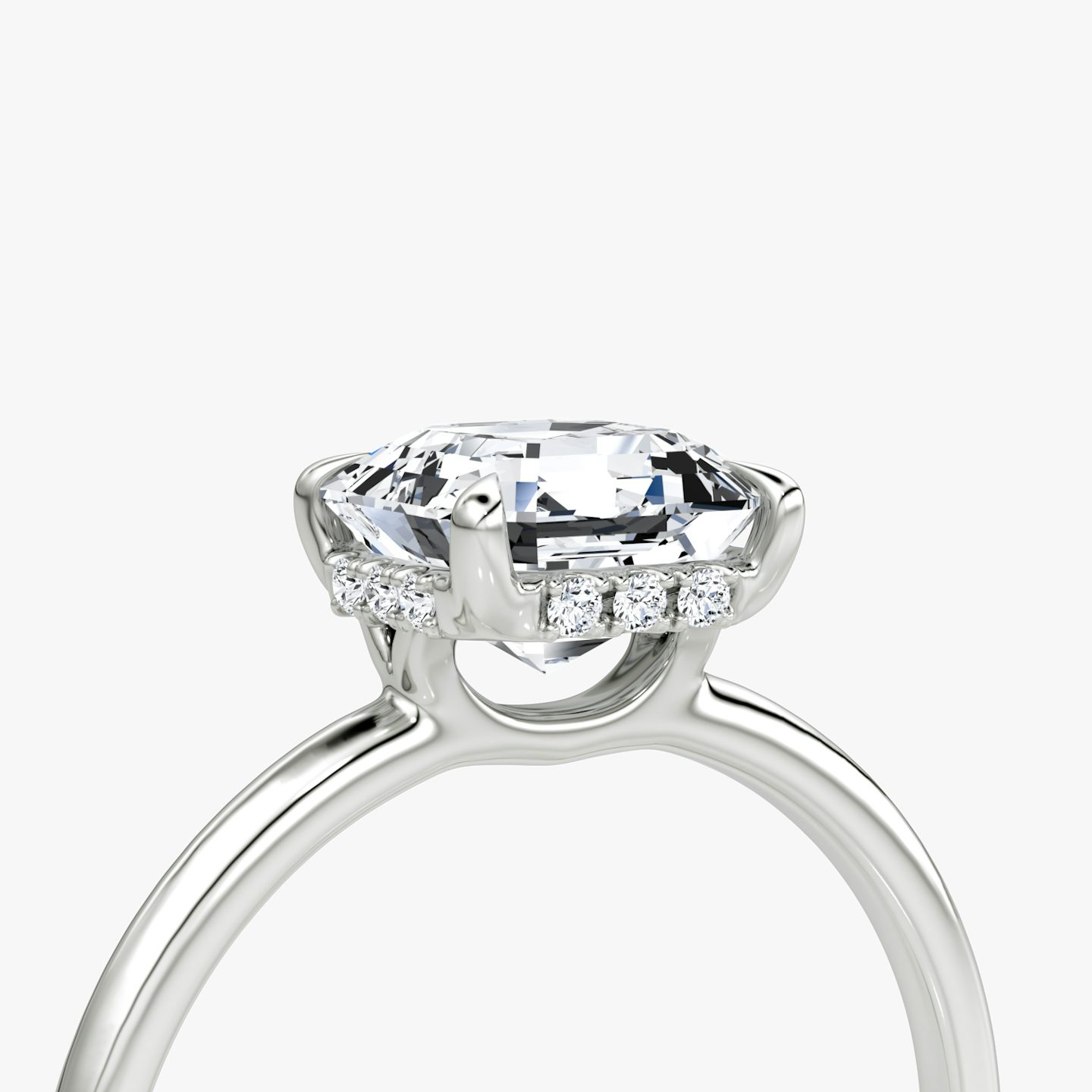 The Signature | Asscher | Platinum | bandAccent: Plain | bandWidth: standard | hiddenHalo: yes | diamondOrientation: vertical | caratWeight: other