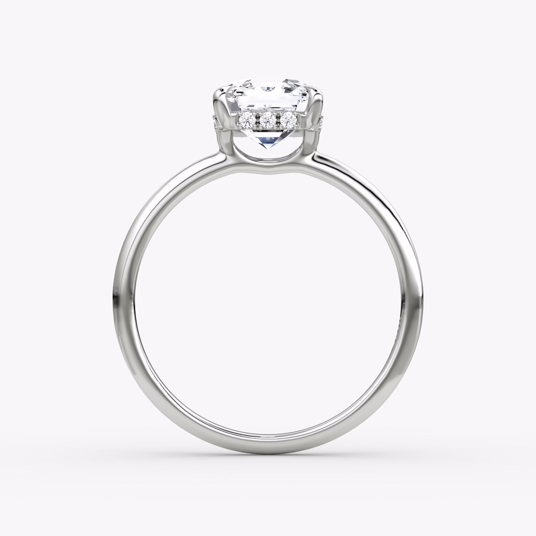 The Signature | Asscher | 18k | White Gold | bandAccent: Plain | bandWidth: standard | hiddenHalo: yes | diamondOrientation: vertical | caratWeight: other