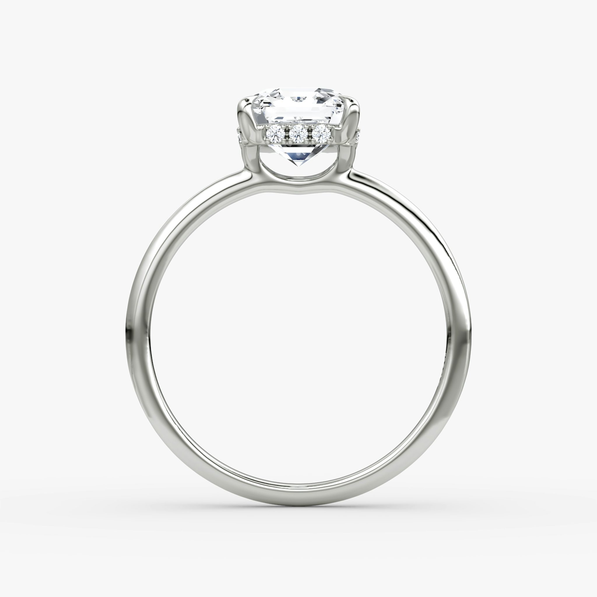 The Signature | Asscher | 18k | White Gold | bandAccent: Plain | bandWidth: standard | hiddenHalo: yes | diamondOrientation: vertical | caratWeight: other