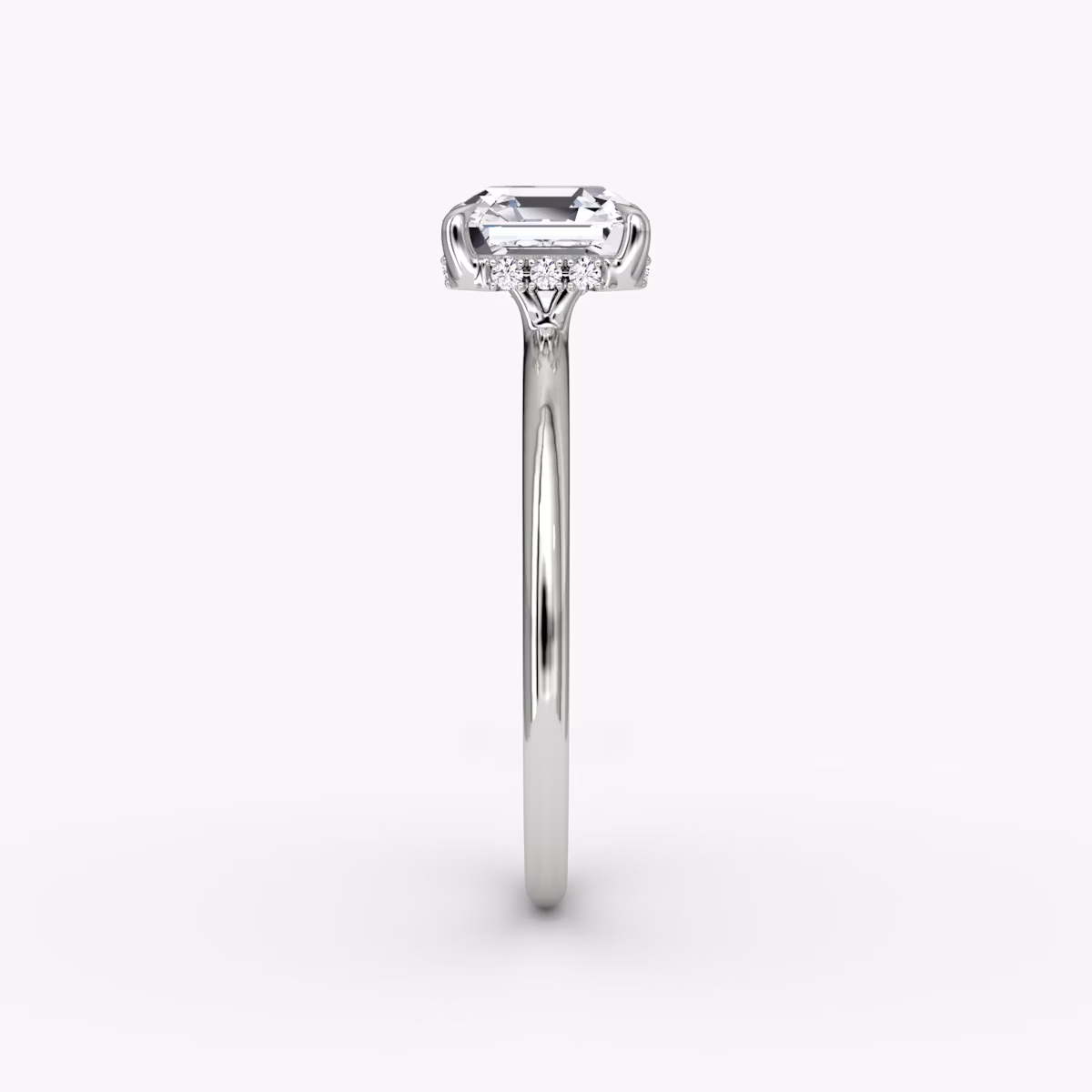 The Signature | Asscher | 18k | White Gold | bandAccent: Plain | bandWidth: standard | hiddenHalo: yes | diamondOrientation: vertical | caratWeight: other
