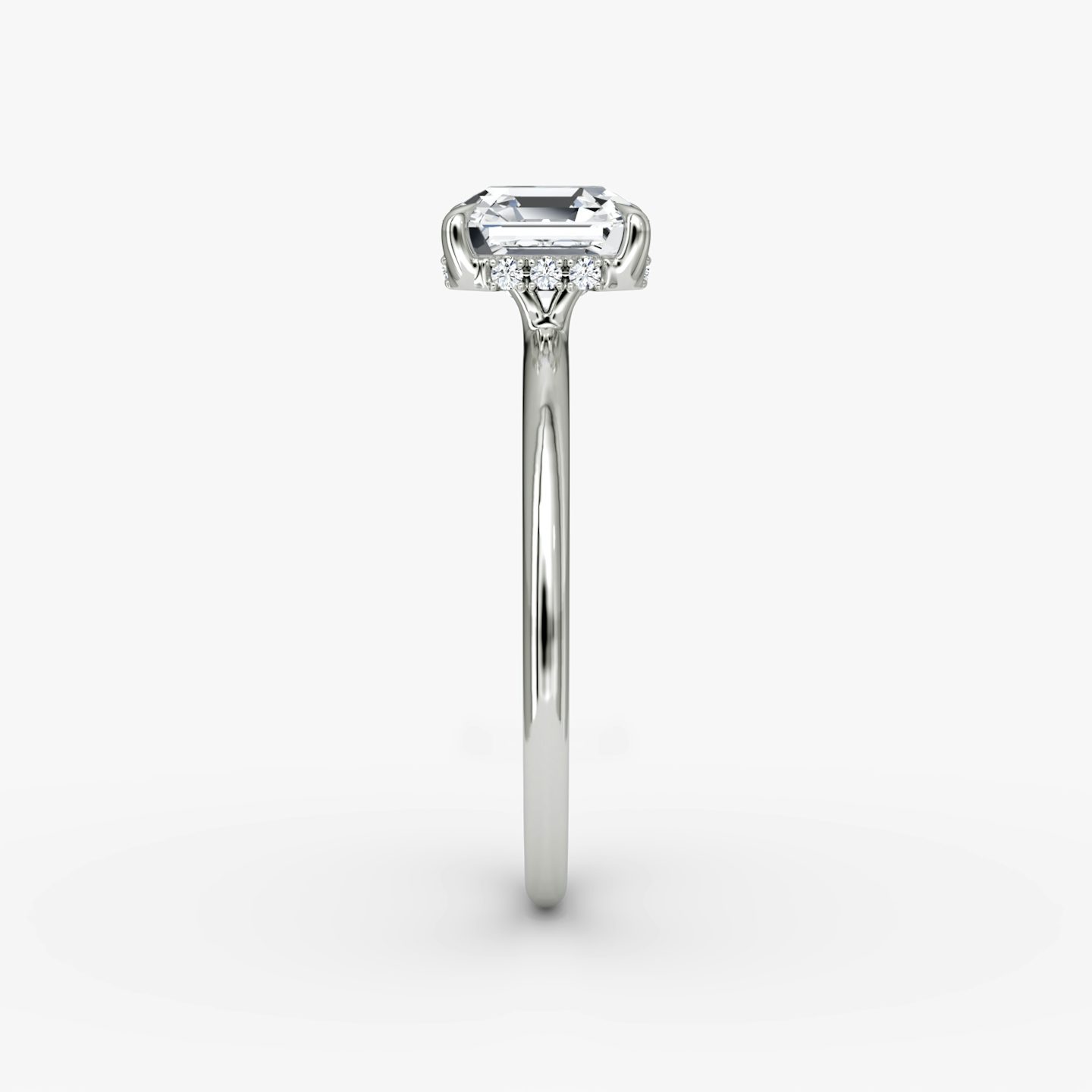 The Signature | Asscher | Platinum | bandAccent: Plain | bandWidth: standard | hiddenHalo: yes | diamondOrientation: vertical | caratWeight: other