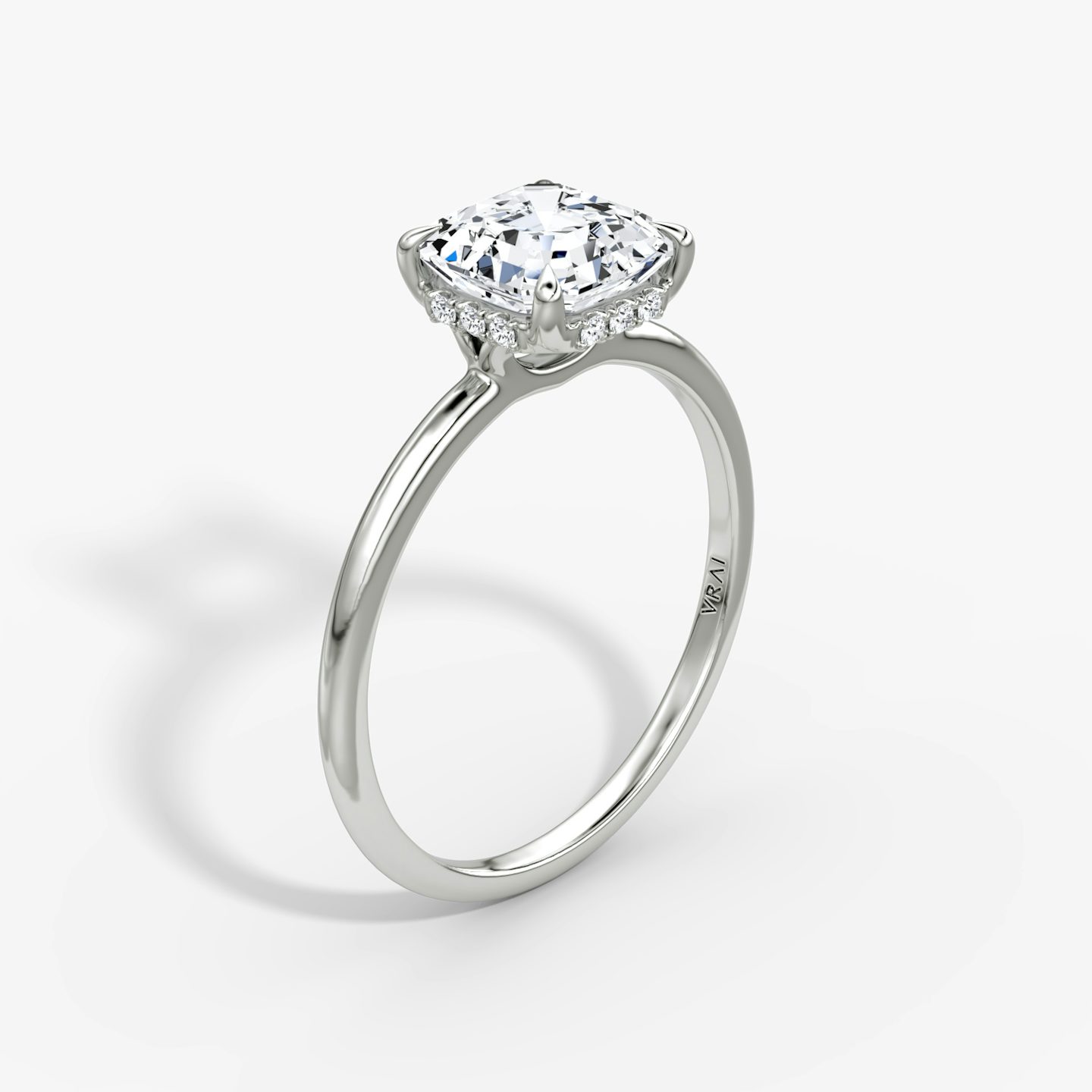 The Signature | Asscher | Platinum | bandAccent: Plain | bandWidth: standard | hiddenHalo: yes | diamondOrientation: vertical | caratWeight: other