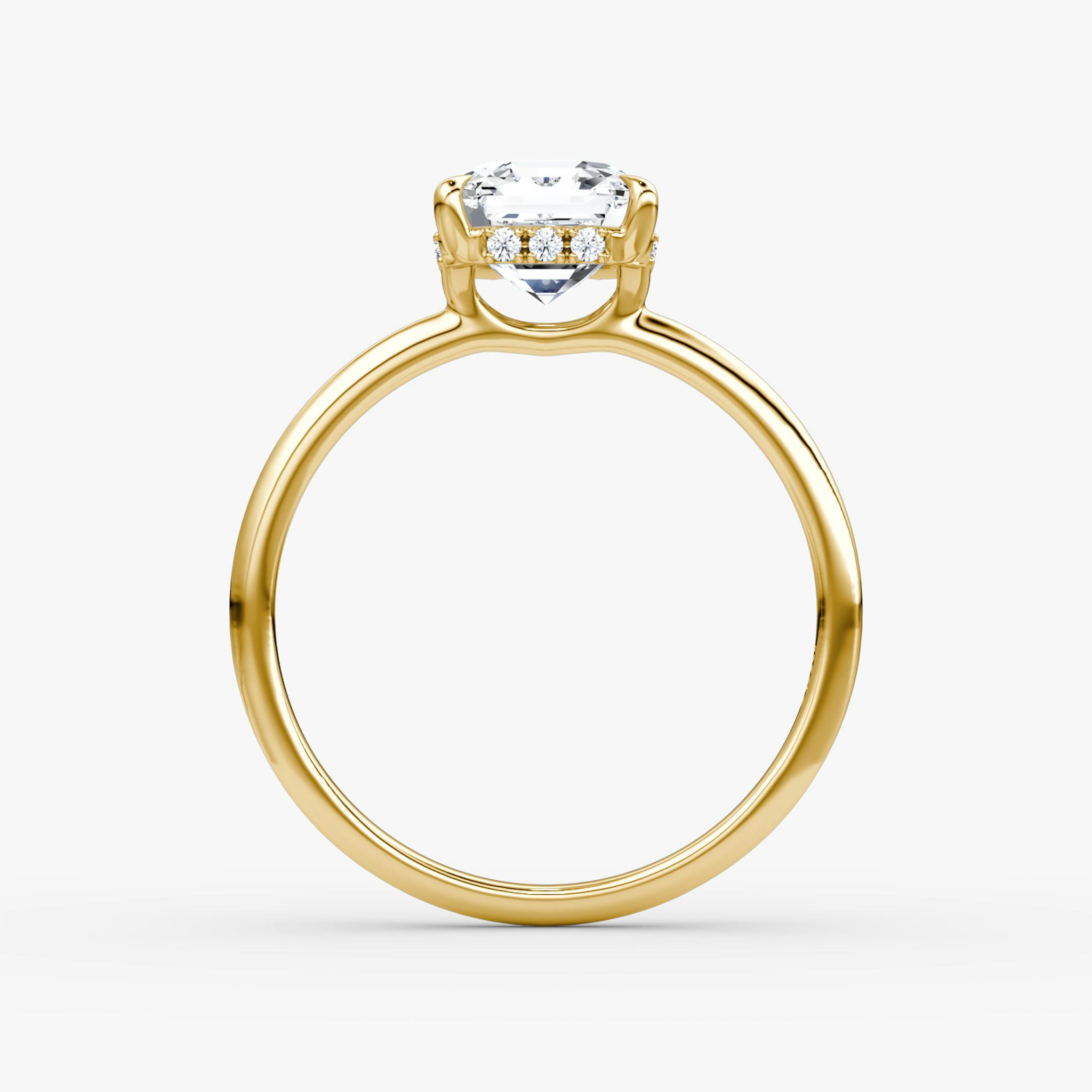 Anillo de compromiso Signature | Asscher | 18k | Oro amarillo | bandAccent: Simple | bandWidth: standard | hiddenHalo: yes | diamondOrientation: horizontal | caratWeight: other