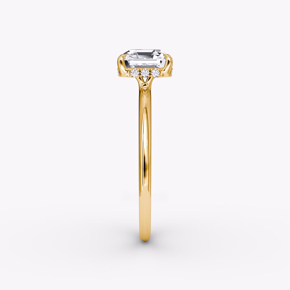 The Signature | Asscher | 18k | Yellow Gold | bandAccent: Plain | bandWidth: standard | hiddenHalo: yes | diamondOrientation: vertical | caratWeight: other