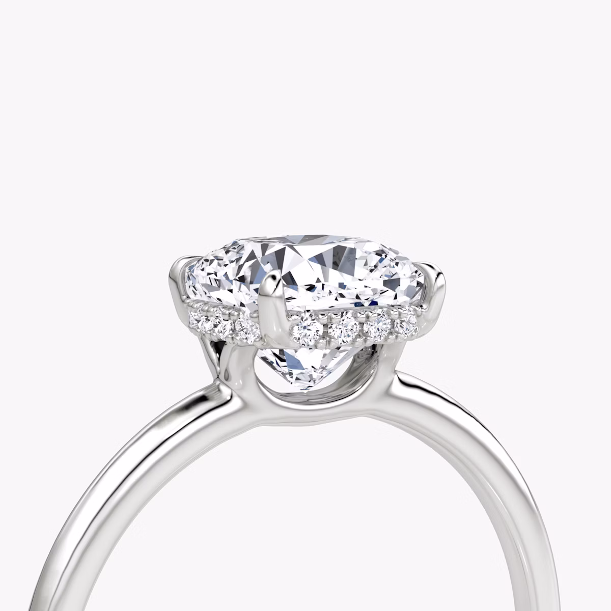 The Signature | Cushion | Platinum | bandAccent: Plain | bandWidth: standard | hiddenHalo: yes | diamondOrientation: vertical | caratWeight: other