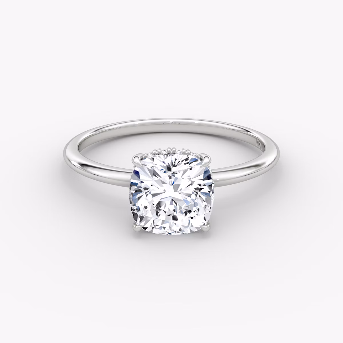 The Signature | Cushion | Platinum | bandAccent: Plain | bandWidth: standard | hiddenHalo: yes | diamondOrientation: vertical | caratWeight: other