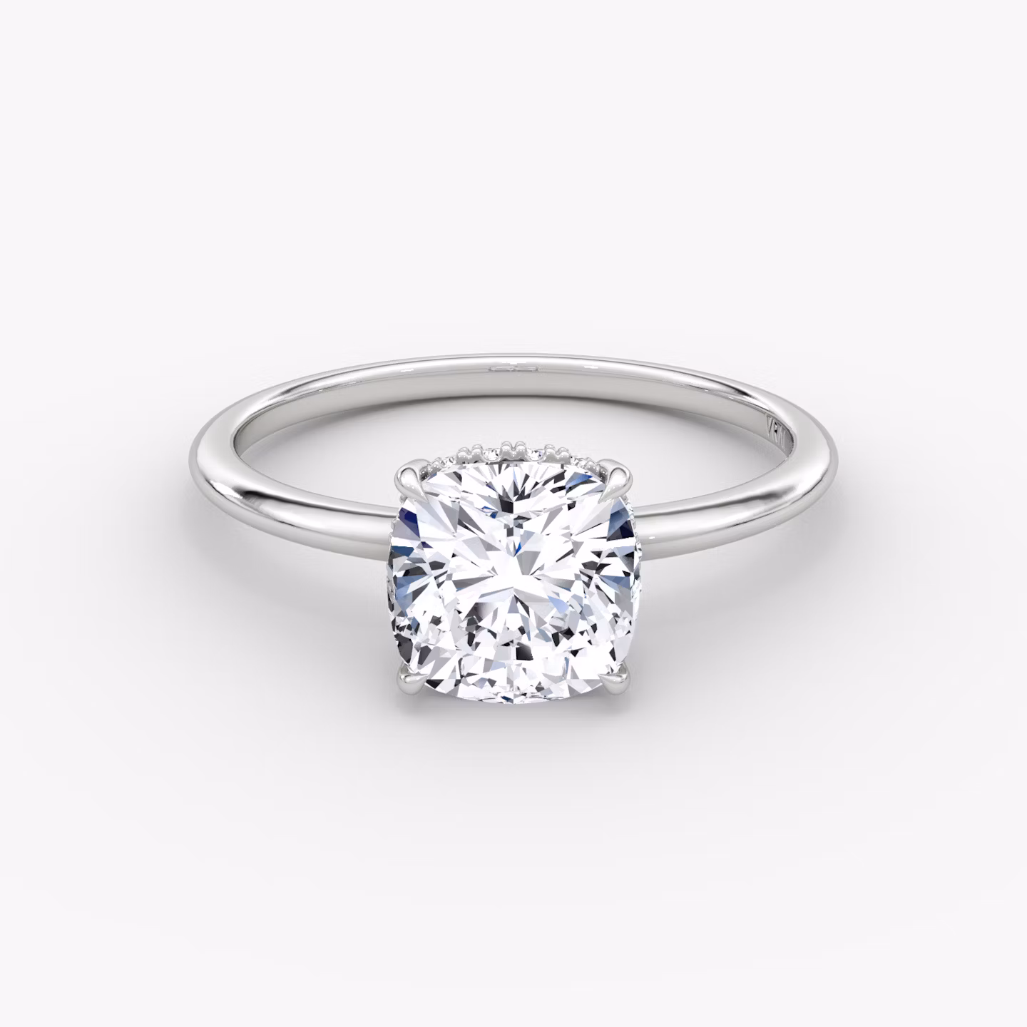The Signature | Cushion | Platinum | bandAccent: Plain | bandWidth: standard | hiddenHalo: yes | diamondOrientation: vertical | caratWeight: other