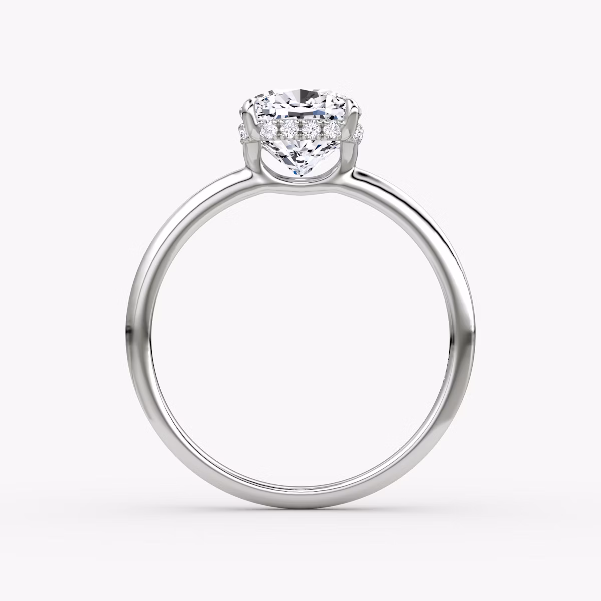 The Signature | Cushion | Platinum | bandAccent: Plain | bandWidth: standard | hiddenHalo: yes | diamondOrientation: vertical | caratWeight: other