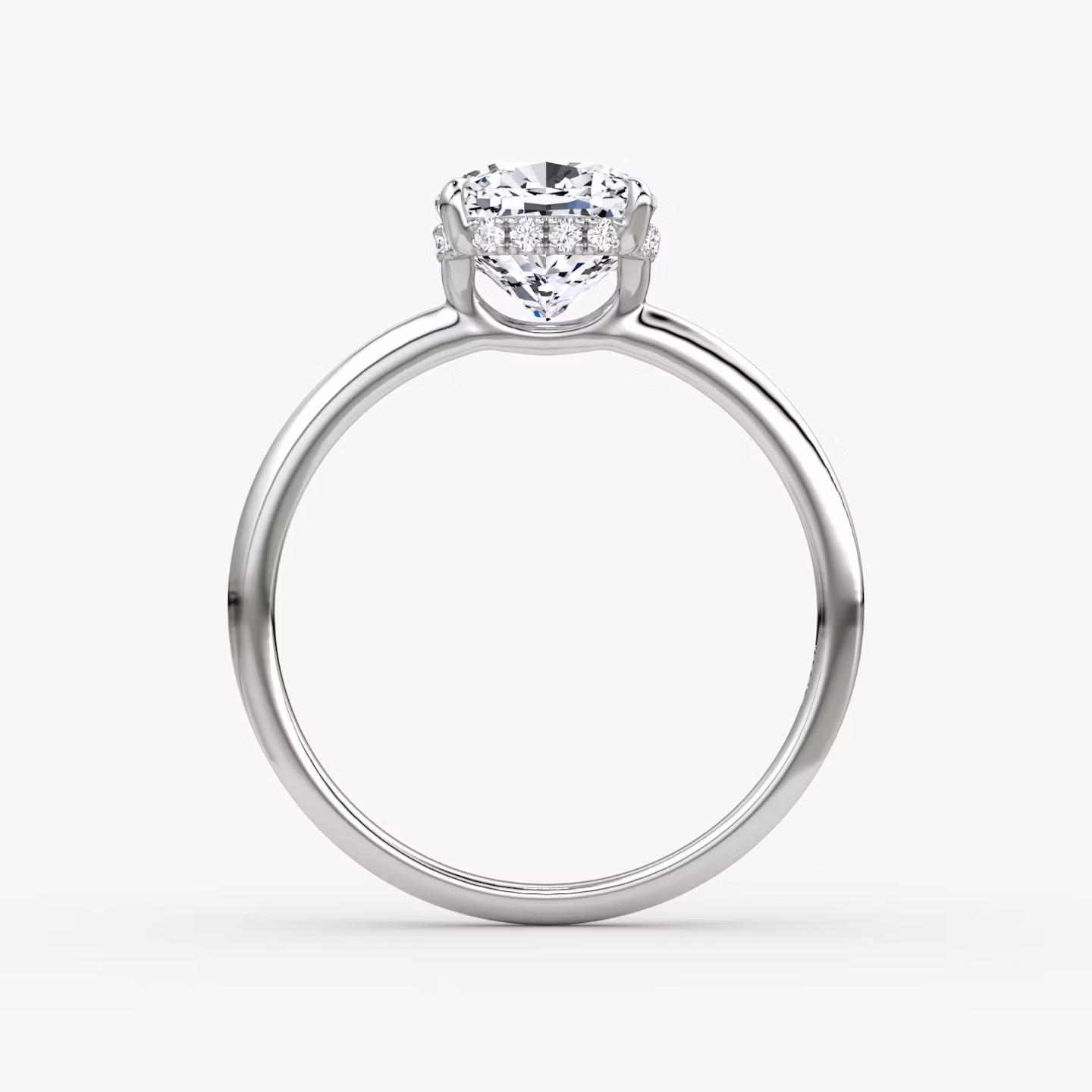 The Signature | Cushion | Platinum | bandAccent: Plain | bandWidth: standard | hiddenHalo: yes | diamondOrientation: vertical | caratWeight: other