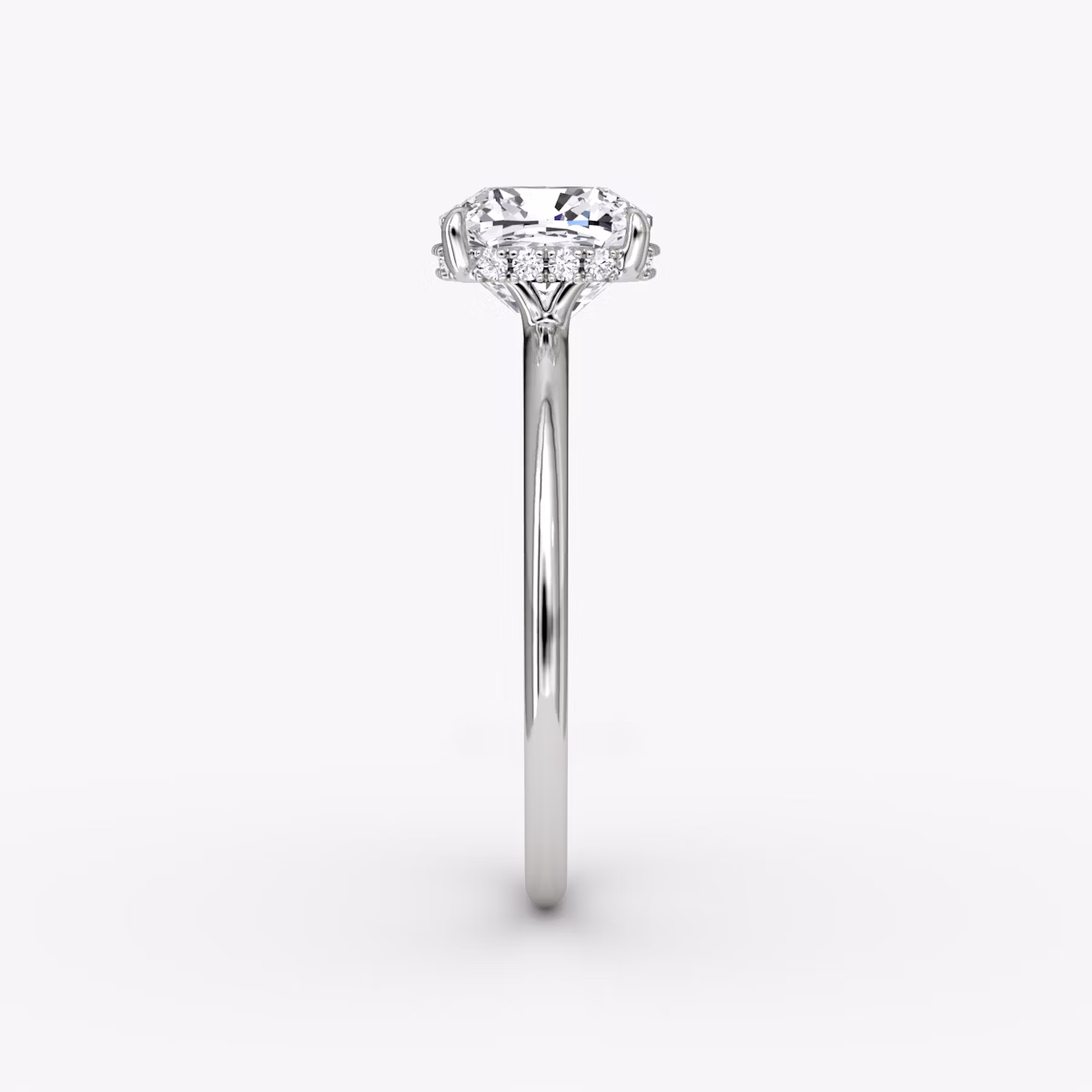 The Signature | Cushion | Platinum | bandAccent: Plain | bandWidth: standard | hiddenHalo: yes | diamondOrientation: vertical | caratWeight: other