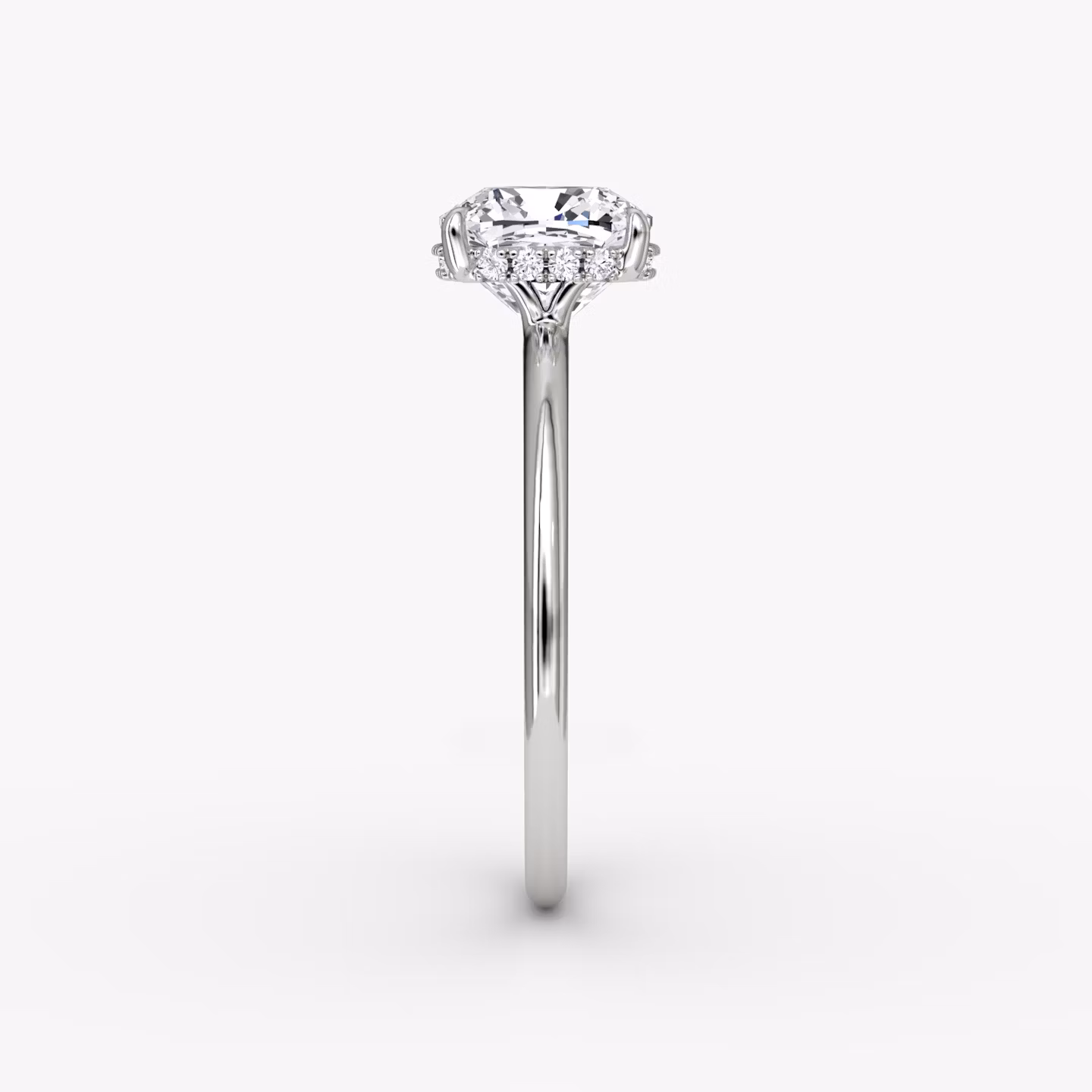 The Signature | Cushion | Platinum | bandAccent: Plain | bandWidth: standard | hiddenHalo: yes | diamondOrientation: vertical | caratWeight: other