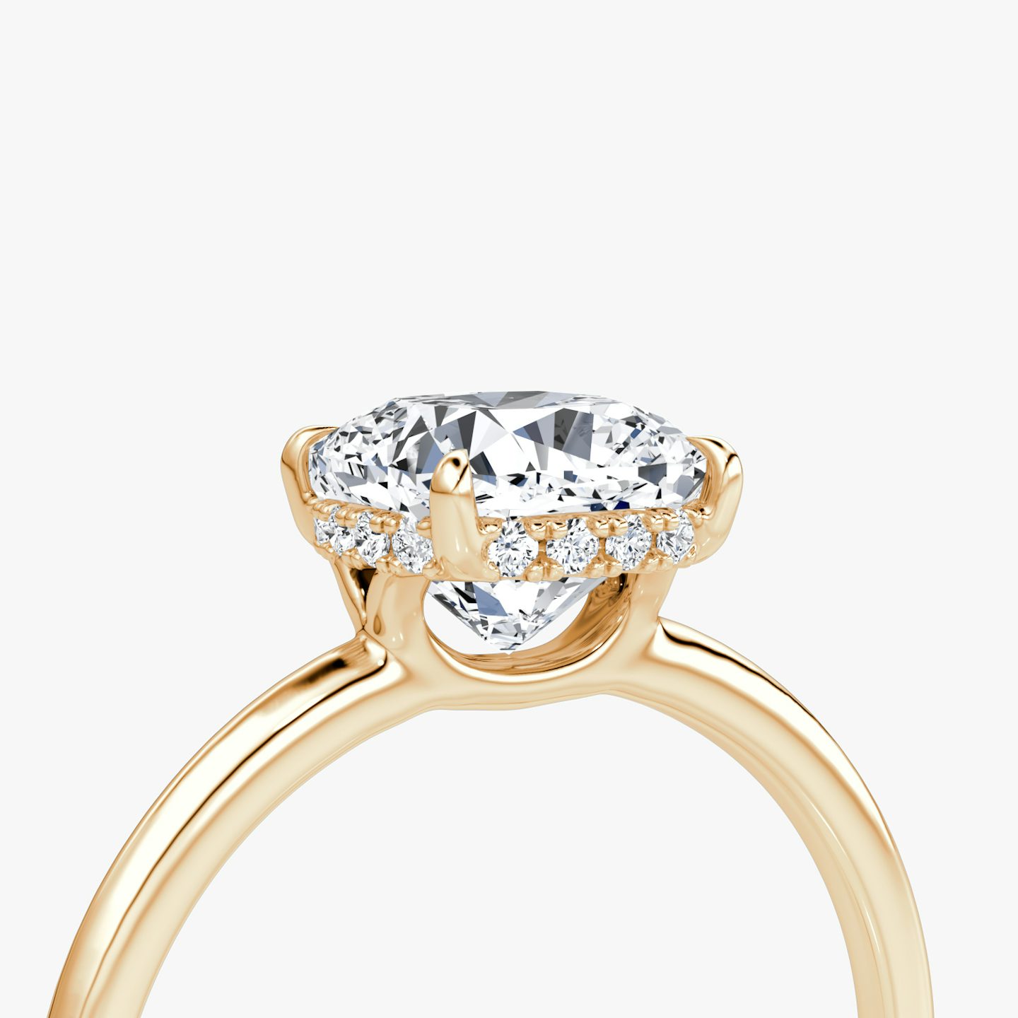 Anillo de compromiso Signature | Cojín | 14k | Oro rosa | bandAccent: Simple | bandWidth: standard | hiddenHalo: yes | diamondOrientation: vertical | caratWeight: other