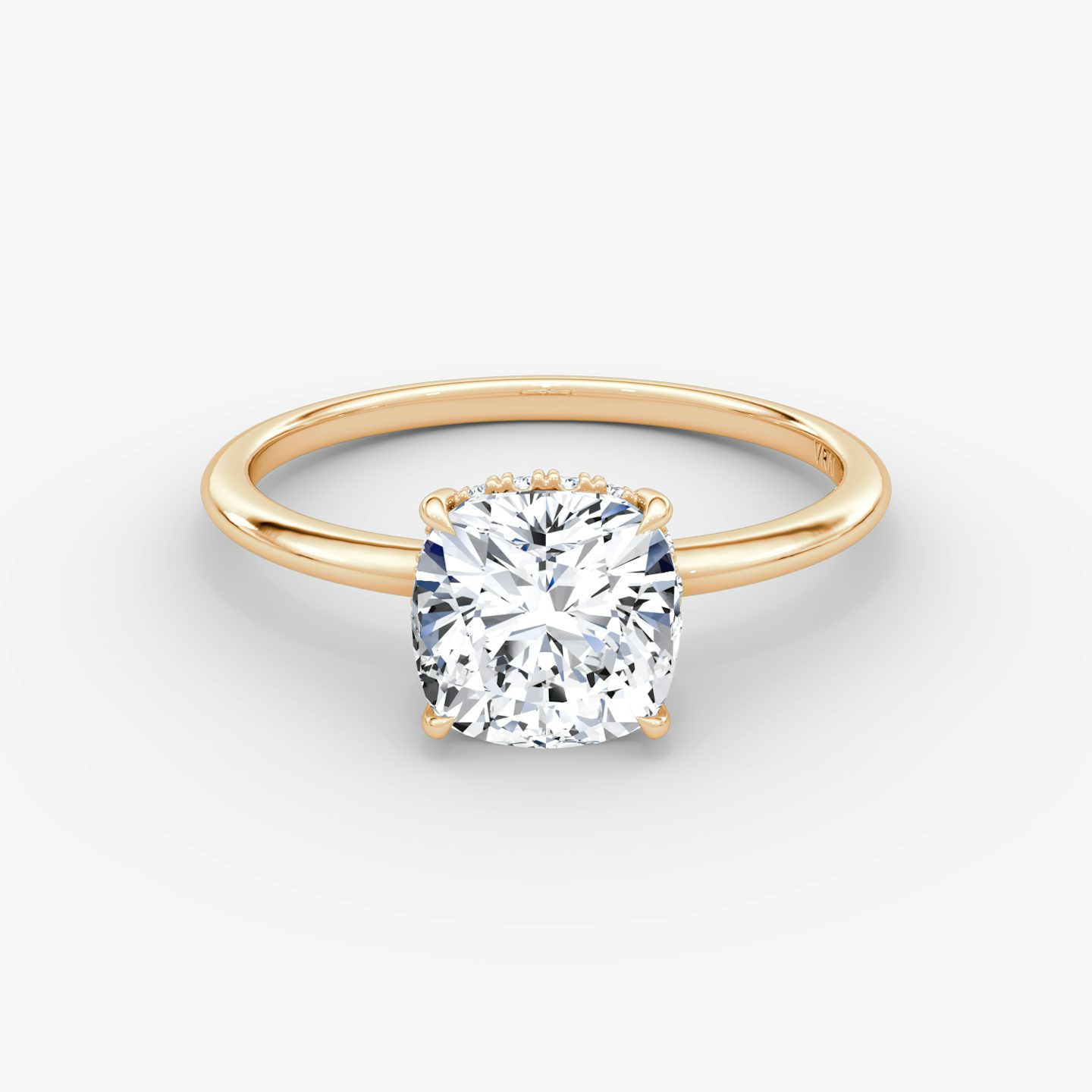 Anillo de compromiso Signature | Cojín | 14k | Oro rosa | bandAccent: Simple | bandWidth: standard | hiddenHalo: yes | diamondOrientation: vertical | caratWeight: other