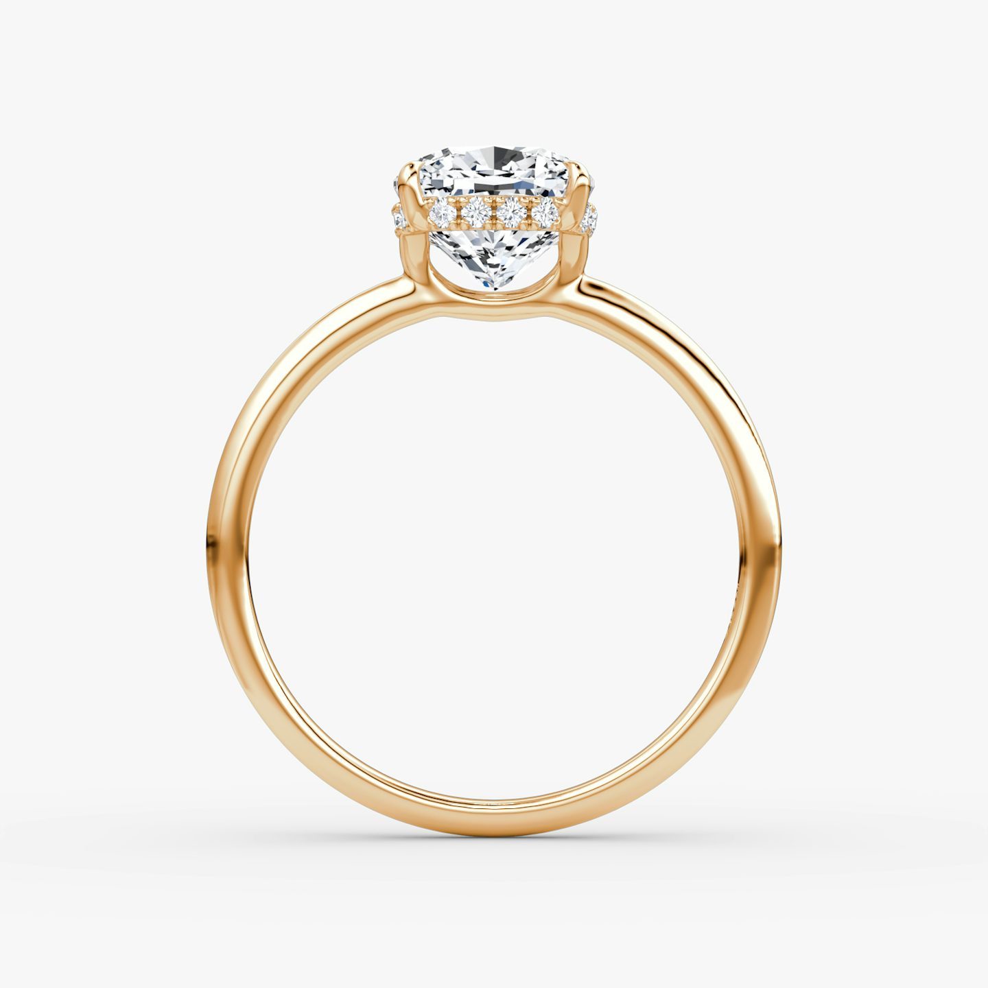 Anillo de compromiso Signature | Cojín | 14k | Oro rosa | bandAccent: Simple | bandWidth: standard | hiddenHalo: yes | diamondOrientation: vertical | caratWeight: other