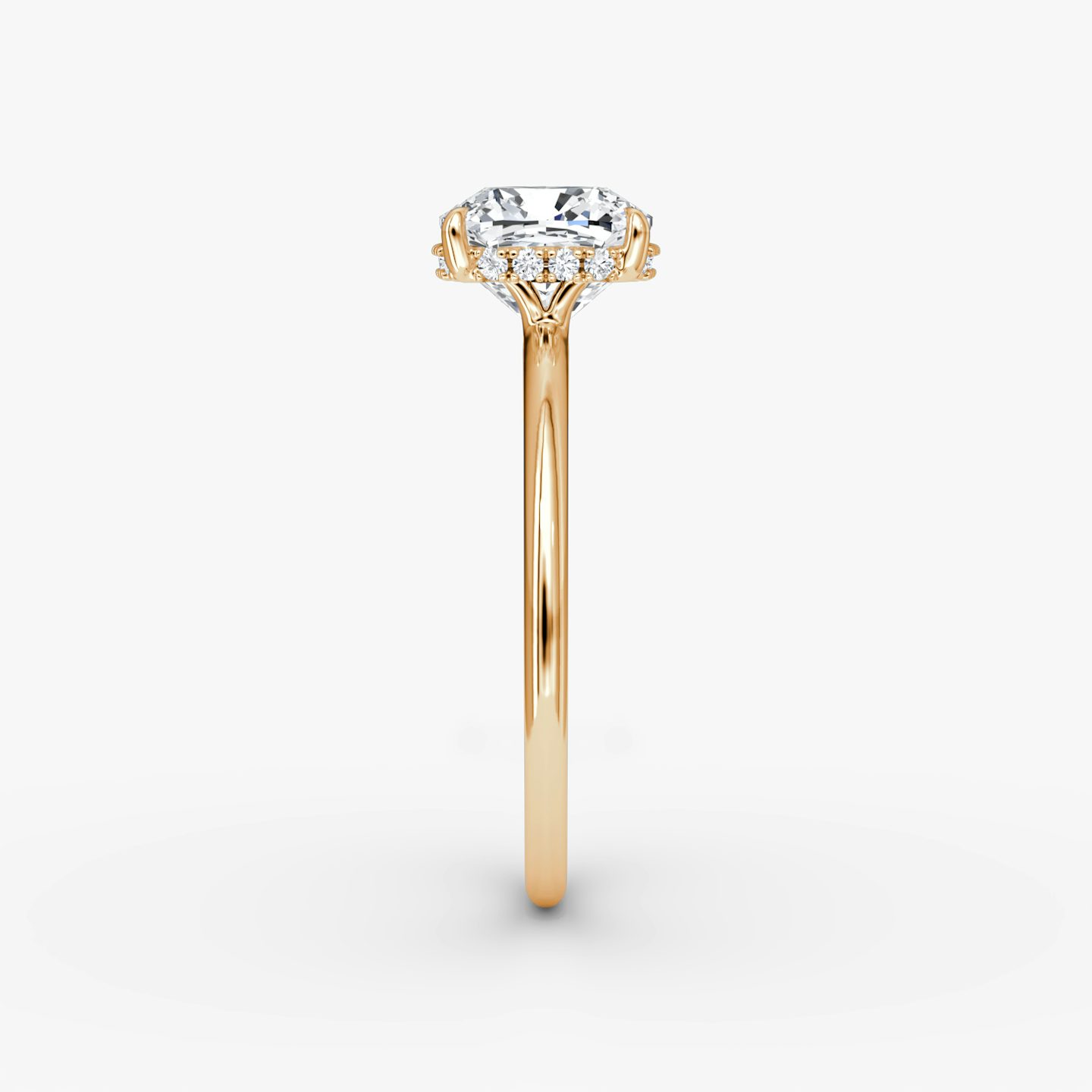Anillo de compromiso Signature | Cojín | 14k | Oro rosa | bandAccent: Simple | bandWidth: standard | hiddenHalo: yes | diamondOrientation: vertical | caratWeight: other