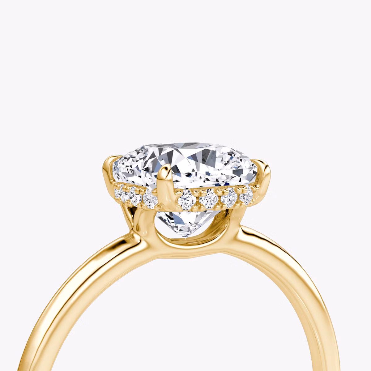 The Signature | Cushion | 18k | Yellow Gold | bandAccent: Plain | bandWidth: standard | hiddenHalo: yes | diamondOrientation: vertical | caratWeight: other