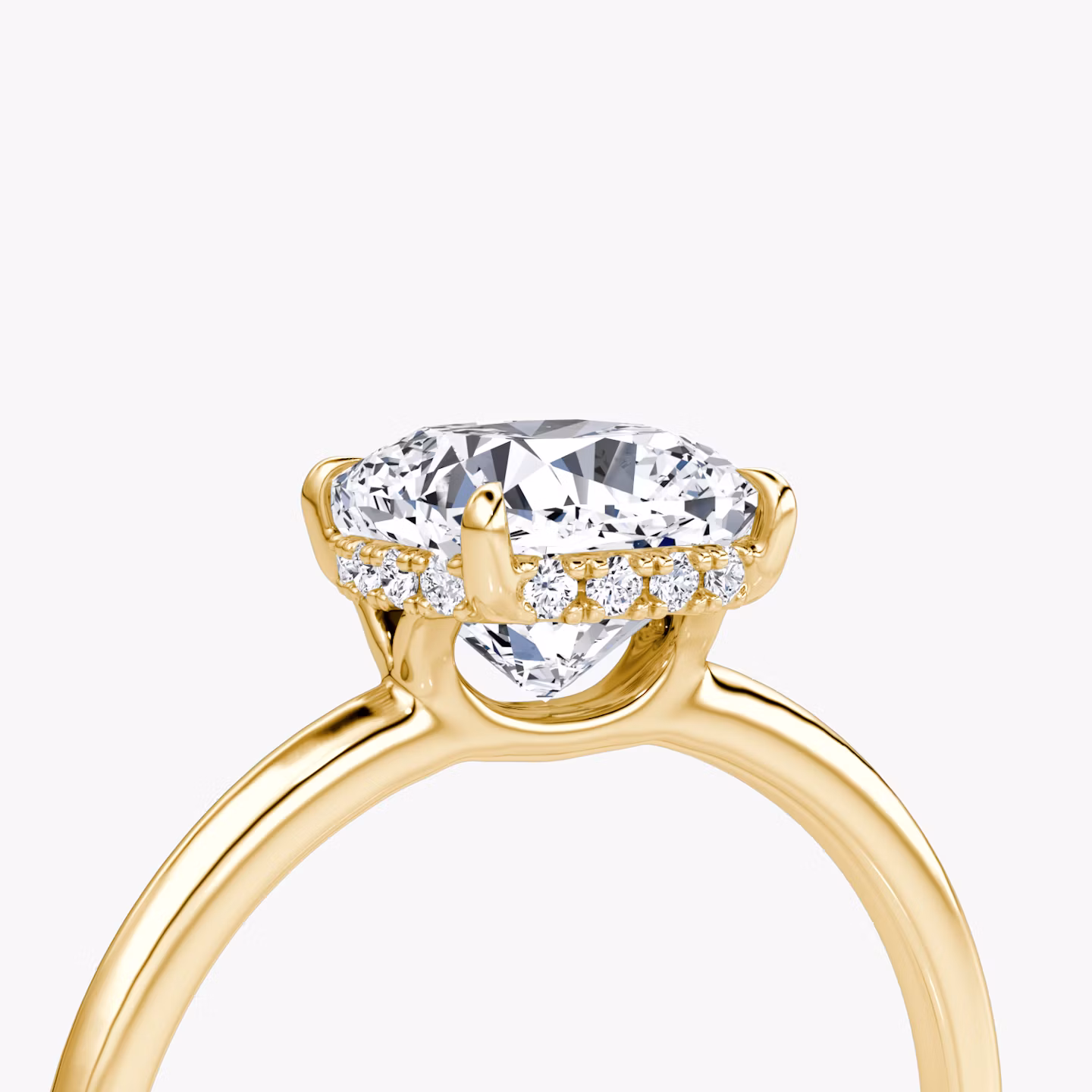 The Signature | Cushion | 18k | Yellow Gold | bandAccent: Plain | bandWidth: standard | hiddenHalo: yes | diamondOrientation: vertical | caratWeight: other