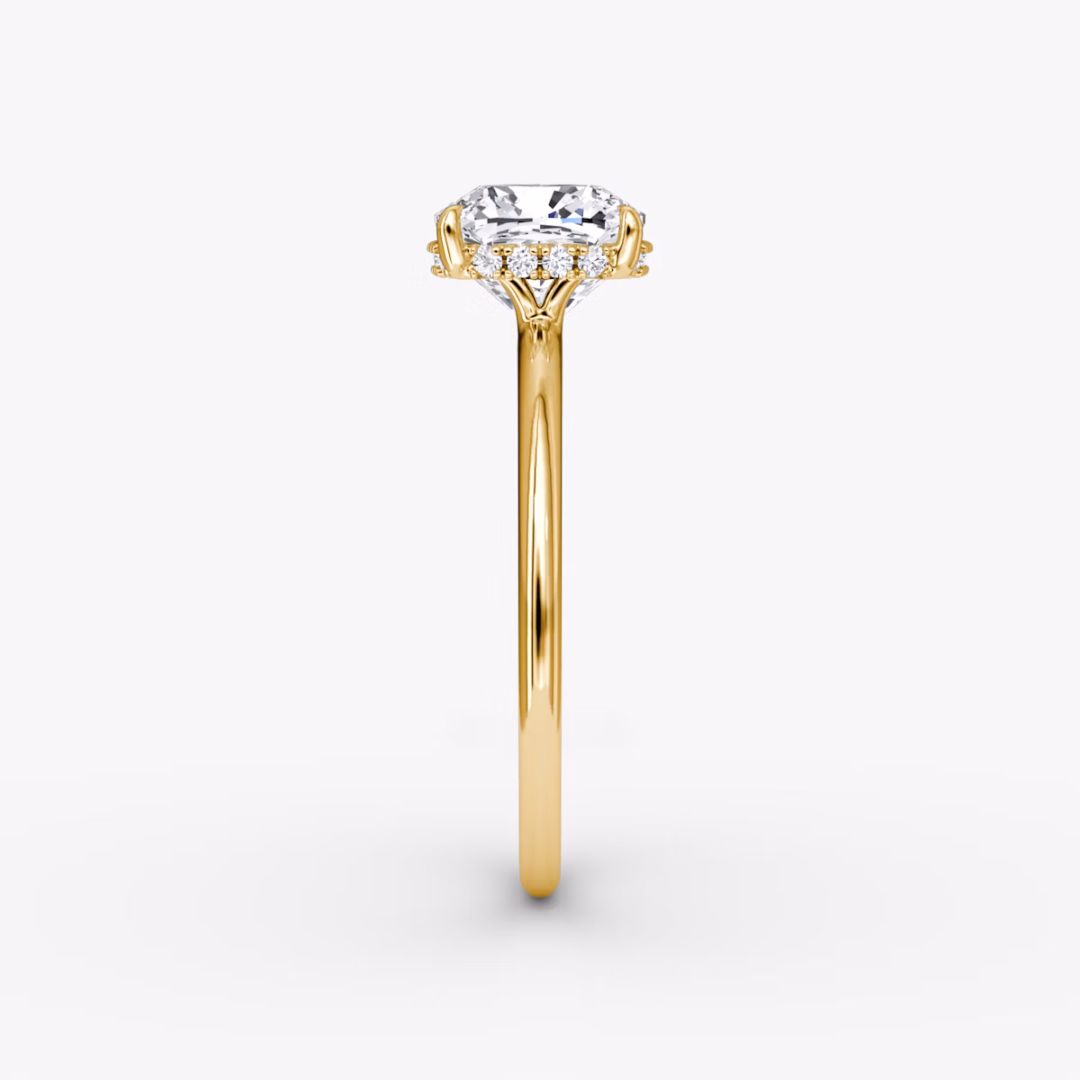The Signature | Cushion | 18k | Yellow Gold | bandAccent: Plain | bandWidth: standard | hiddenHalo: yes | diamondOrientation: vertical | caratWeight: other
