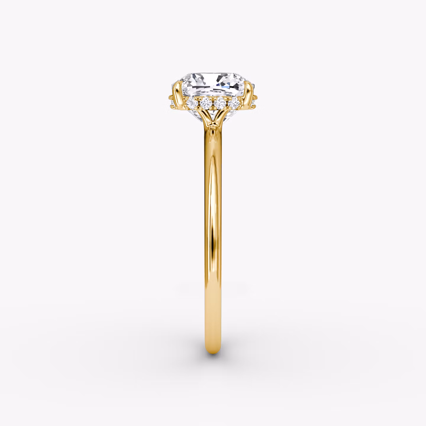 The Signature | Cushion | 18k | Yellow Gold | bandAccent: Plain | bandWidth: standard | hiddenHalo: yes | diamondOrientation: vertical | caratWeight: other