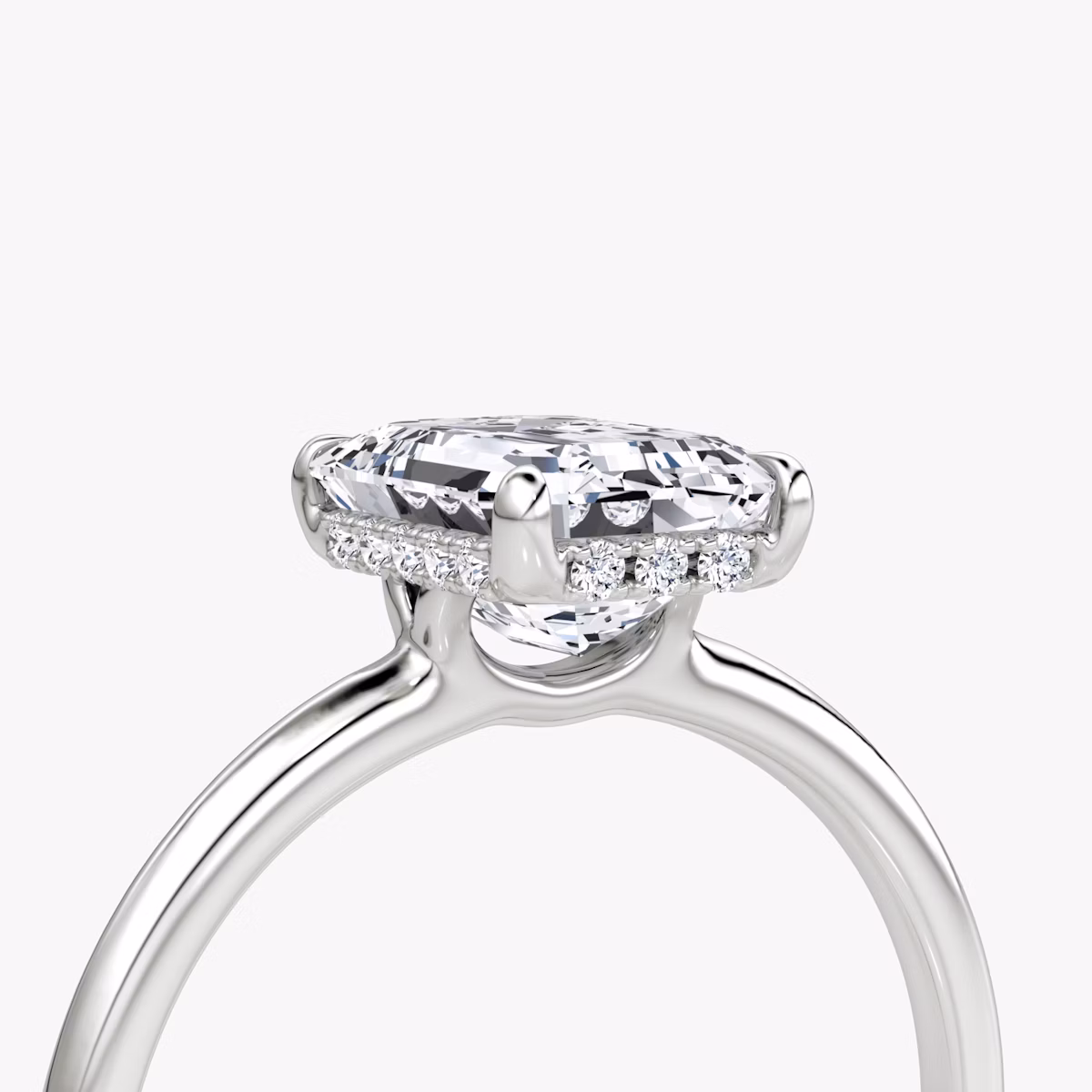 The Signature | Emerald | Platinum | bandAccent: Plain | bandWidth: standard | hiddenHalo: yes | diamondOrientation: vertical | caratWeight: other