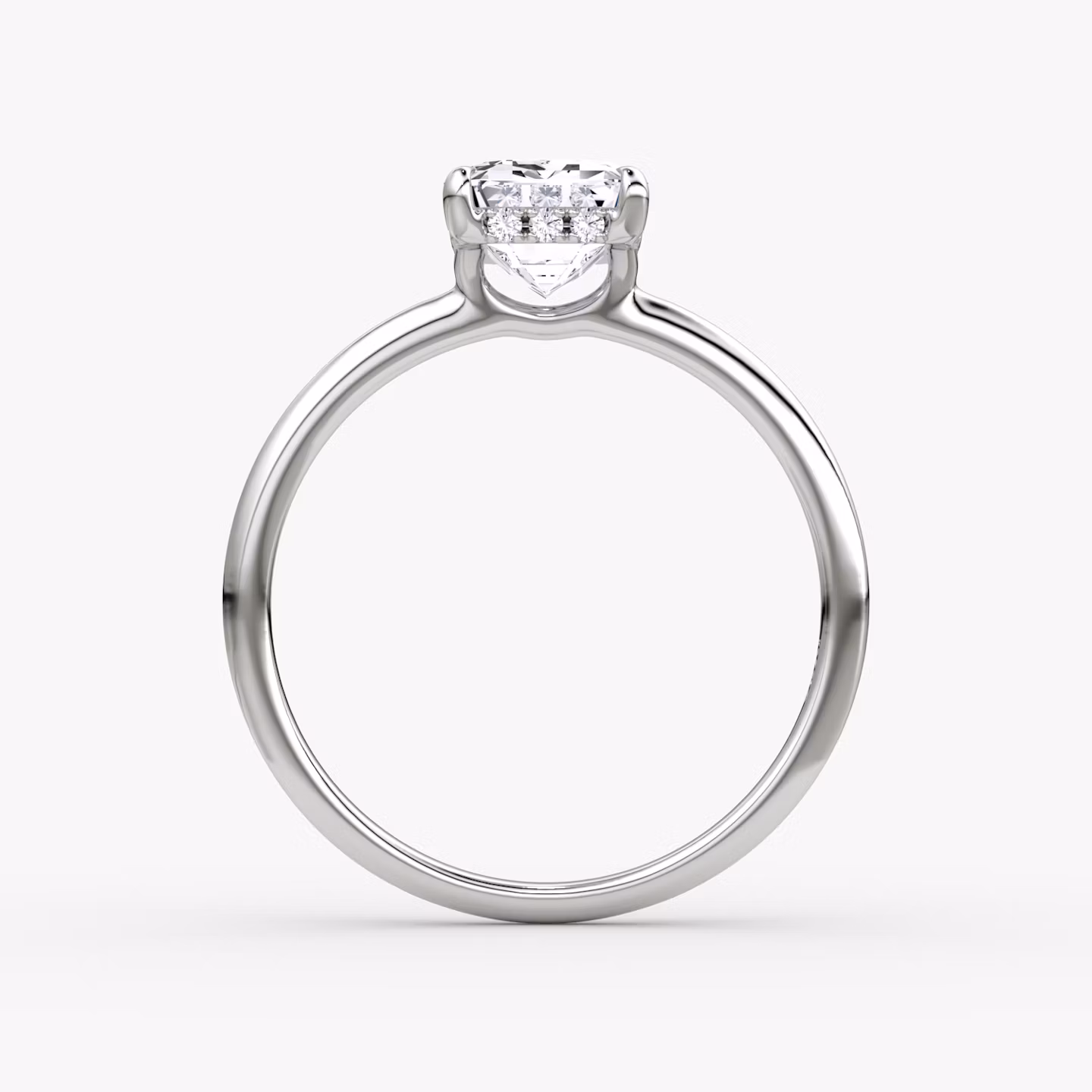 The Signature | Emerald | 18k | White Gold | bandAccent: Plain | bandWidth: standard | hiddenHalo: yes | diamondOrientation: vertical | caratWeight: other