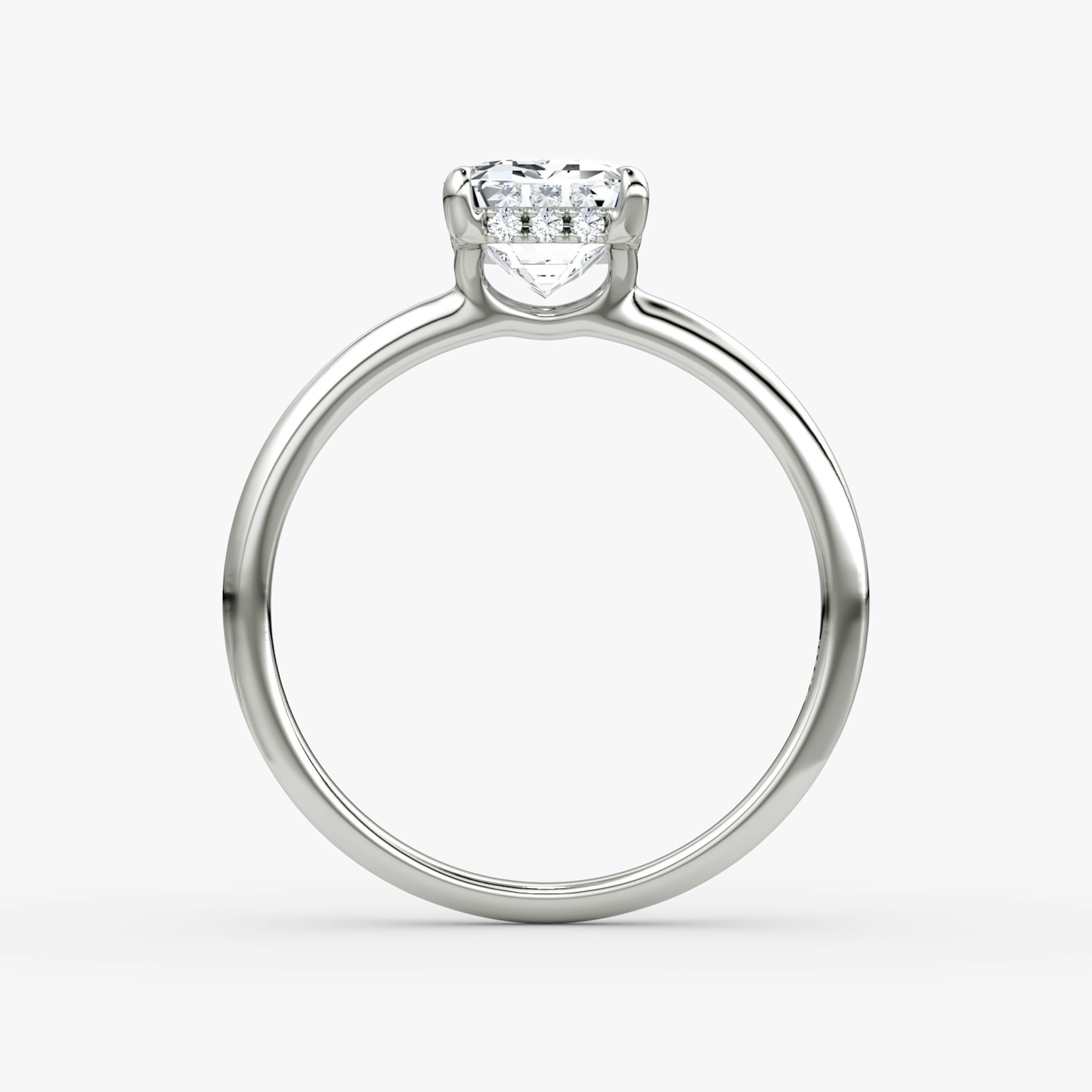 The Signature | Emerald | 18k | White Gold | bandAccent: Plain | bandWidth: standard | hiddenHalo: yes | diamondOrientation: vertical | caratWeight: other