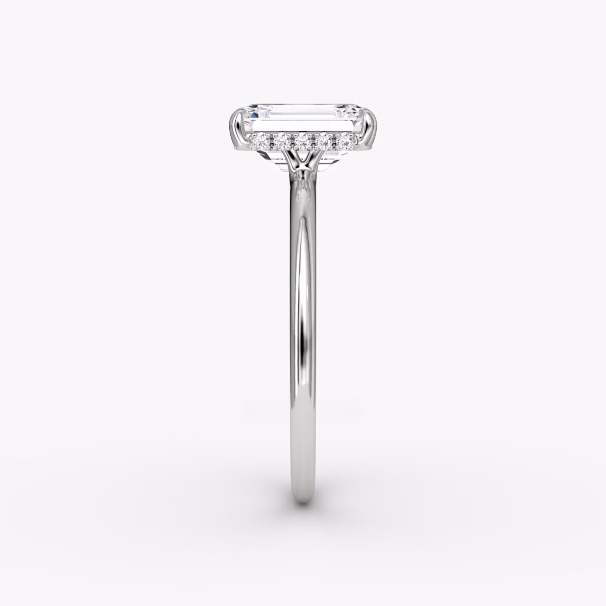 The Signature | Emerald | Platinum | bandAccent: Plain | bandWidth: standard | hiddenHalo: yes | diamondOrientation: vertical | caratWeight: other