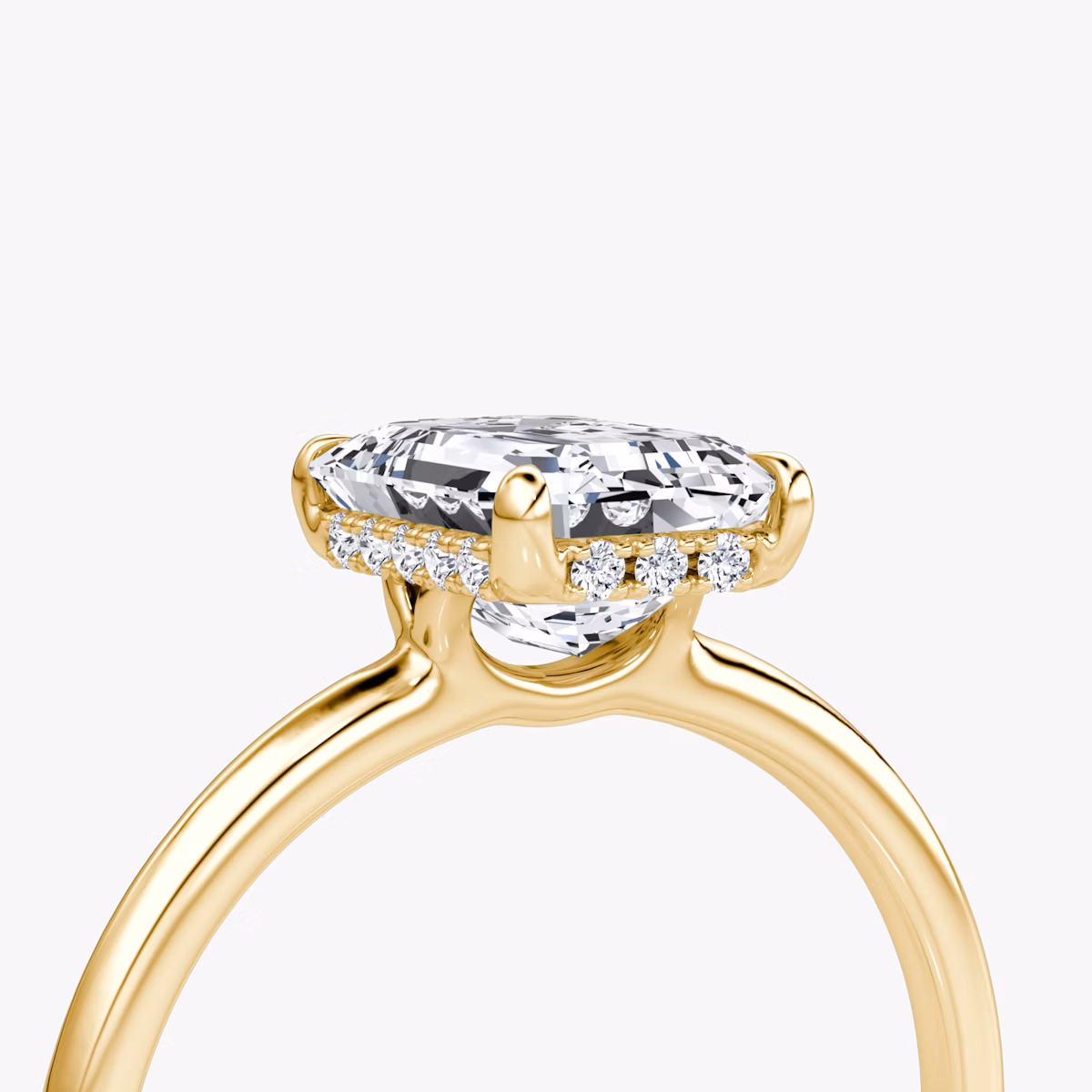 The Signature | Emerald | 18k | Yellow Gold | bandAccent: Plain | bandWidth: standard | hiddenHalo: yes | diamondOrientation: vertical | caratWeight: other