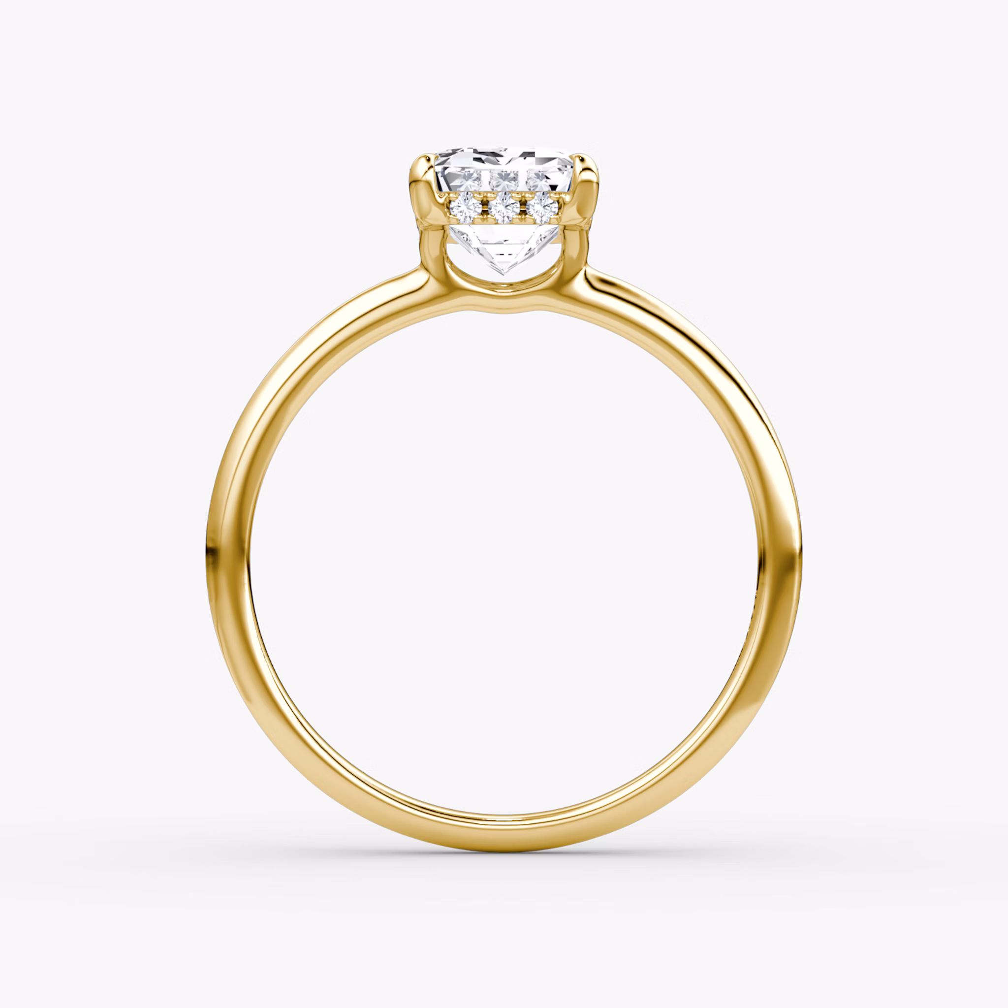 The Signature | Emerald | 18k | Yellow Gold | bandAccent: Plain | bandWidth: standard | hiddenHalo: yes | diamondOrientation: vertical | caratWeight: other