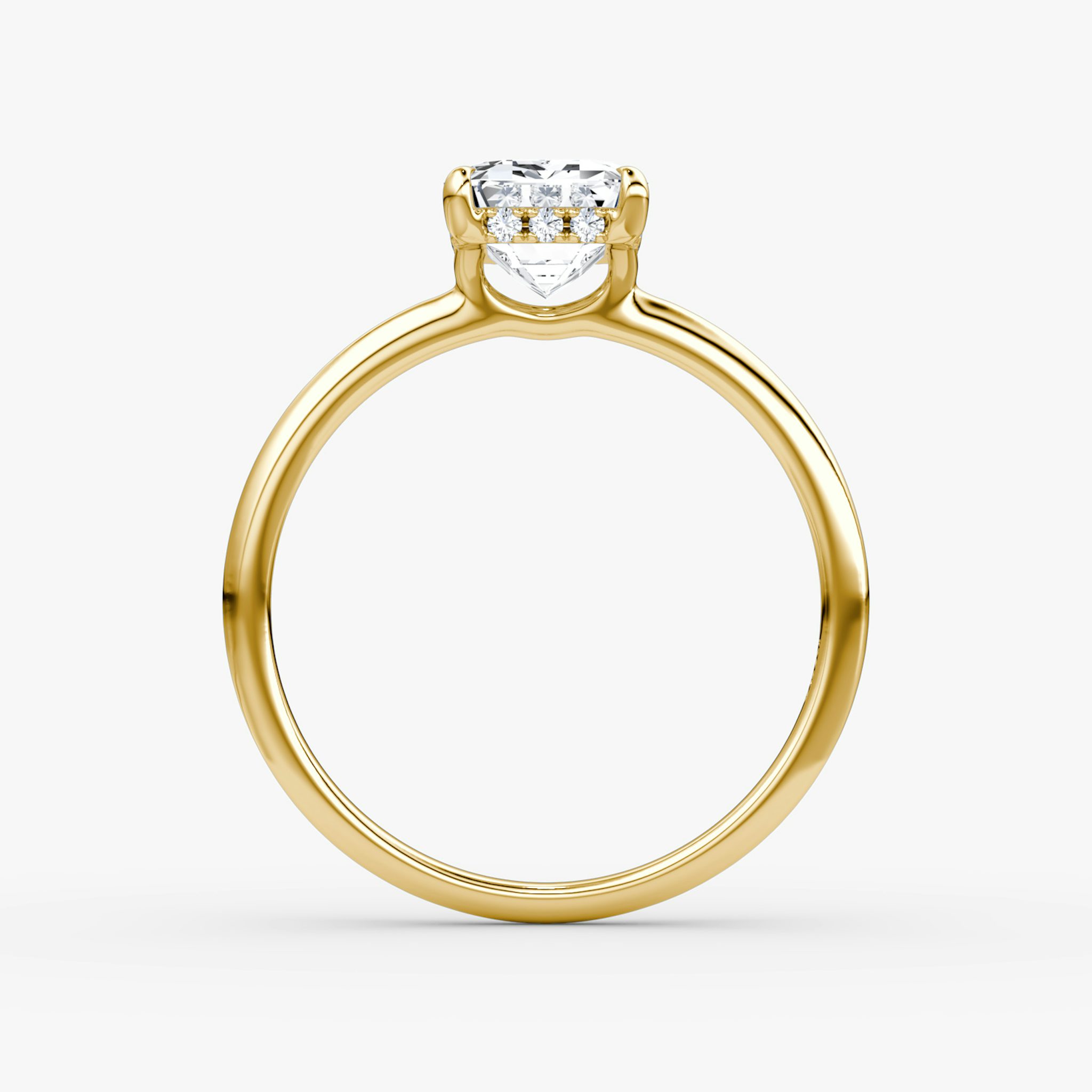 The Signature | Emerald | 18k | Yellow Gold | bandAccent: Plain | bandWidth: standard | hiddenHalo: yes | diamondOrientation: vertical | caratWeight: other