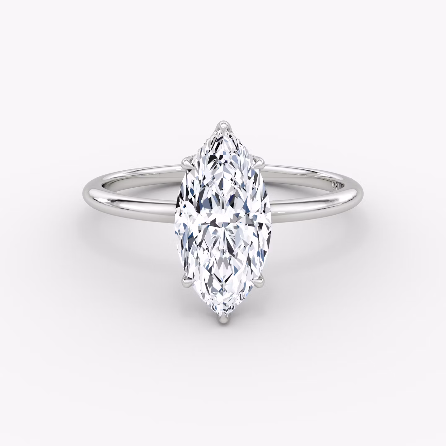 The Signature | Marquise | 18k | White Gold | bandAccent: Plain | bandWidth: standard | hiddenHalo: yes | diamondOrientation: vertical | caratWeight: other