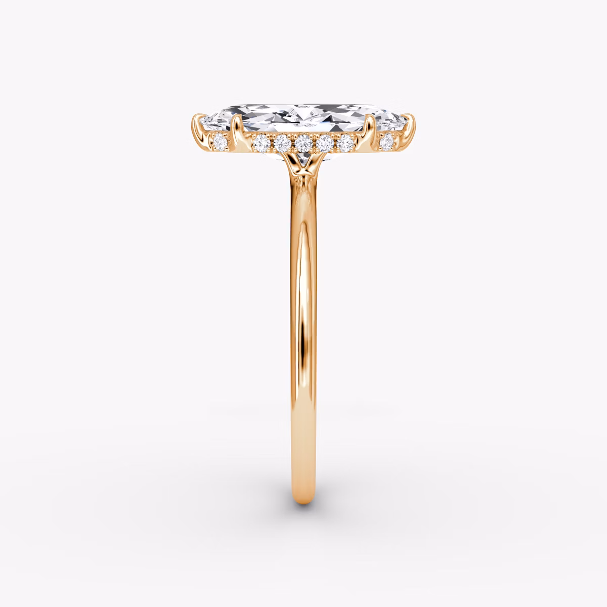 The Signature | Marquise | 14k | Rose Gold | bandAccent: Plain | bandWidth: standard | hiddenHalo: yes | diamondOrientation: vertical | caratWeight: other