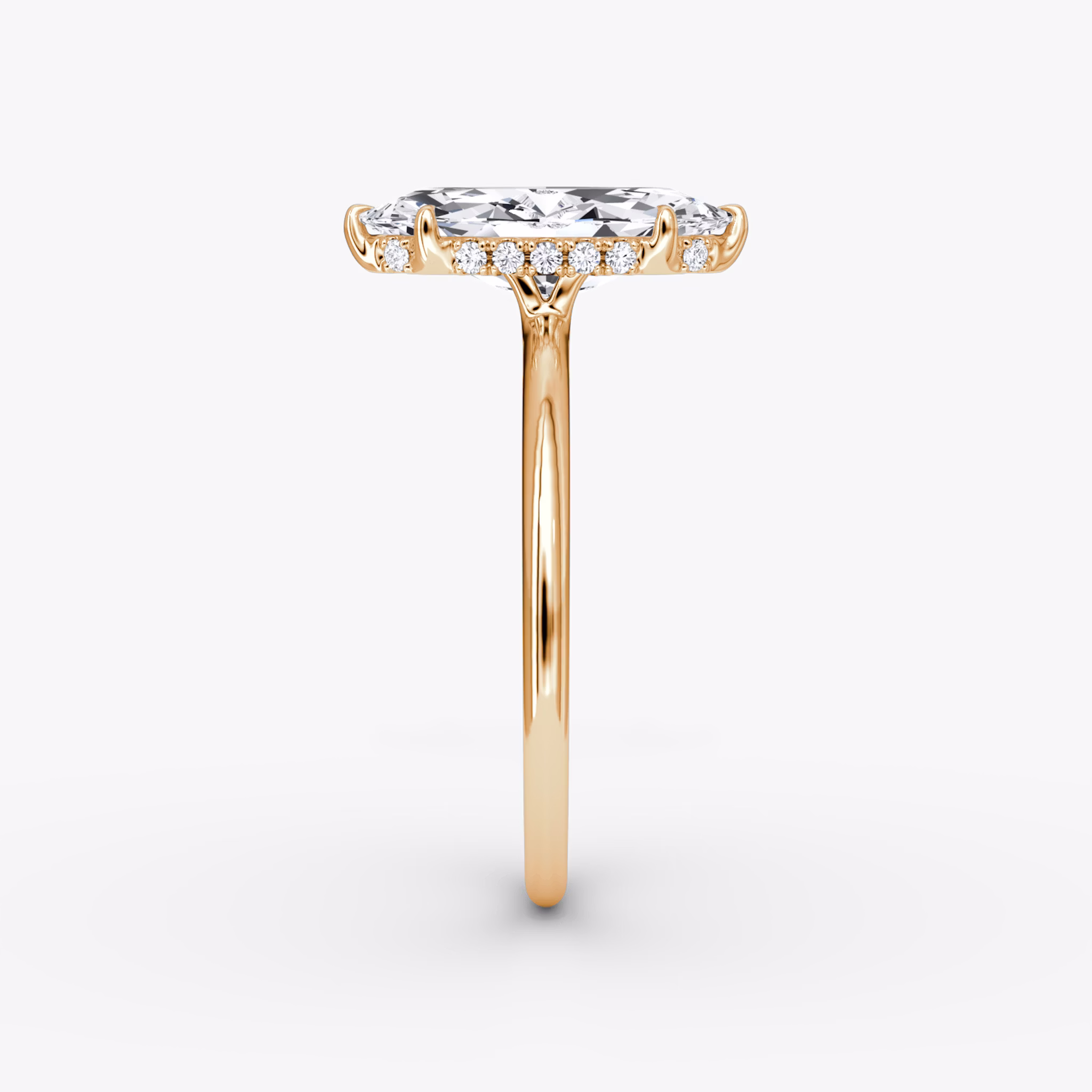 The Signature | Marquise | 14k | Rose Gold | bandAccent: Plain | bandWidth: standard | hiddenHalo: yes | diamondOrientation: vertical | caratWeight: other